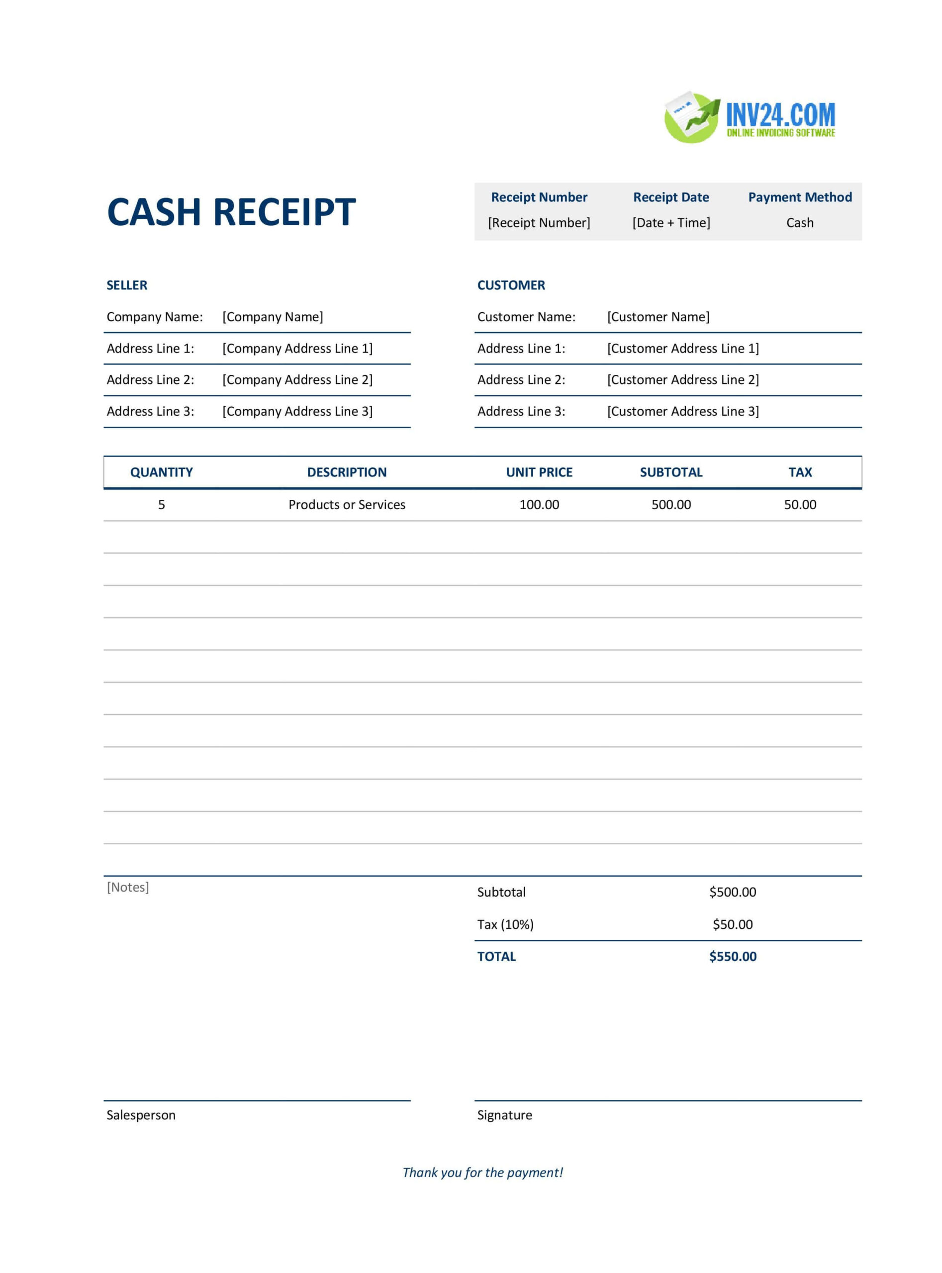 provisional receipt sample template