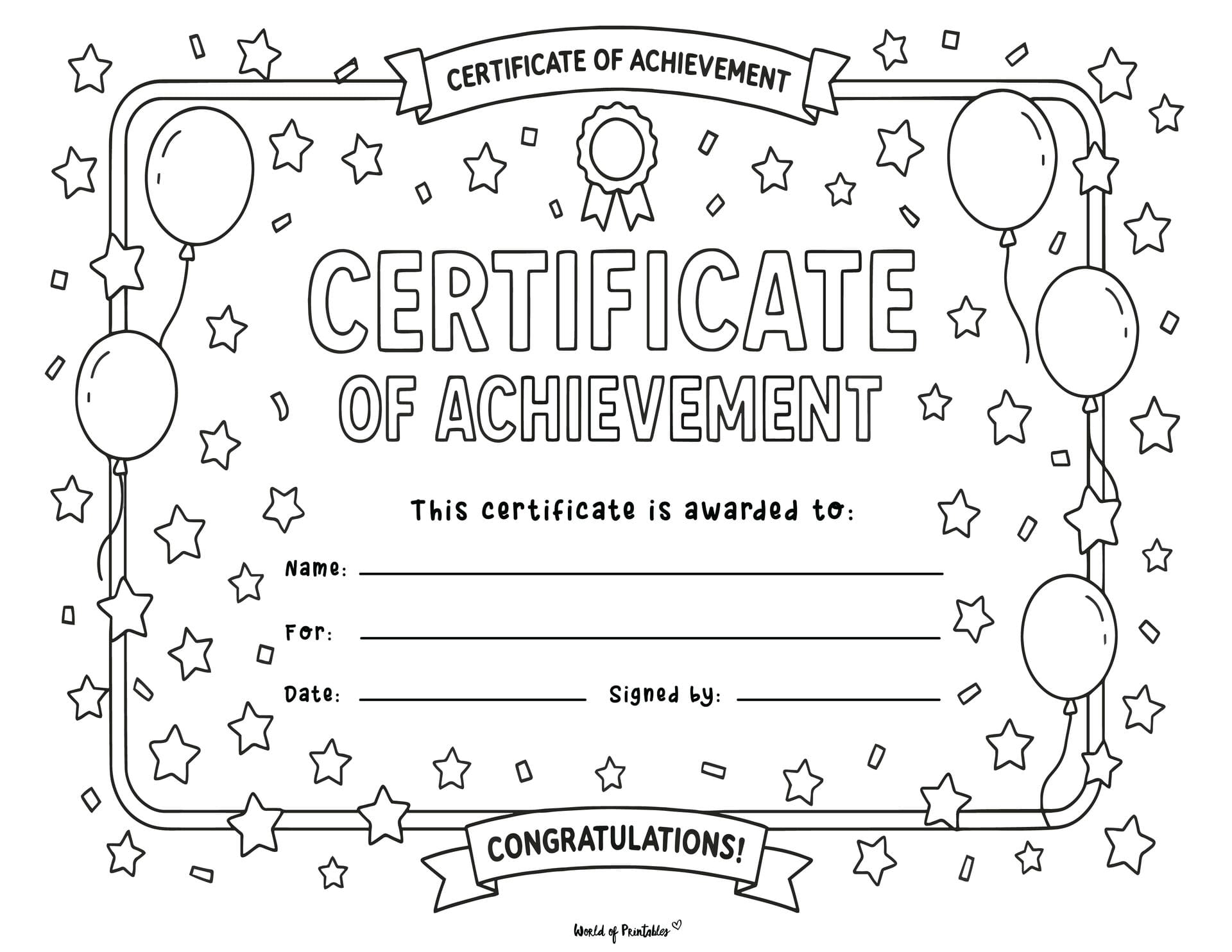 Certificate Of Achievement Templates