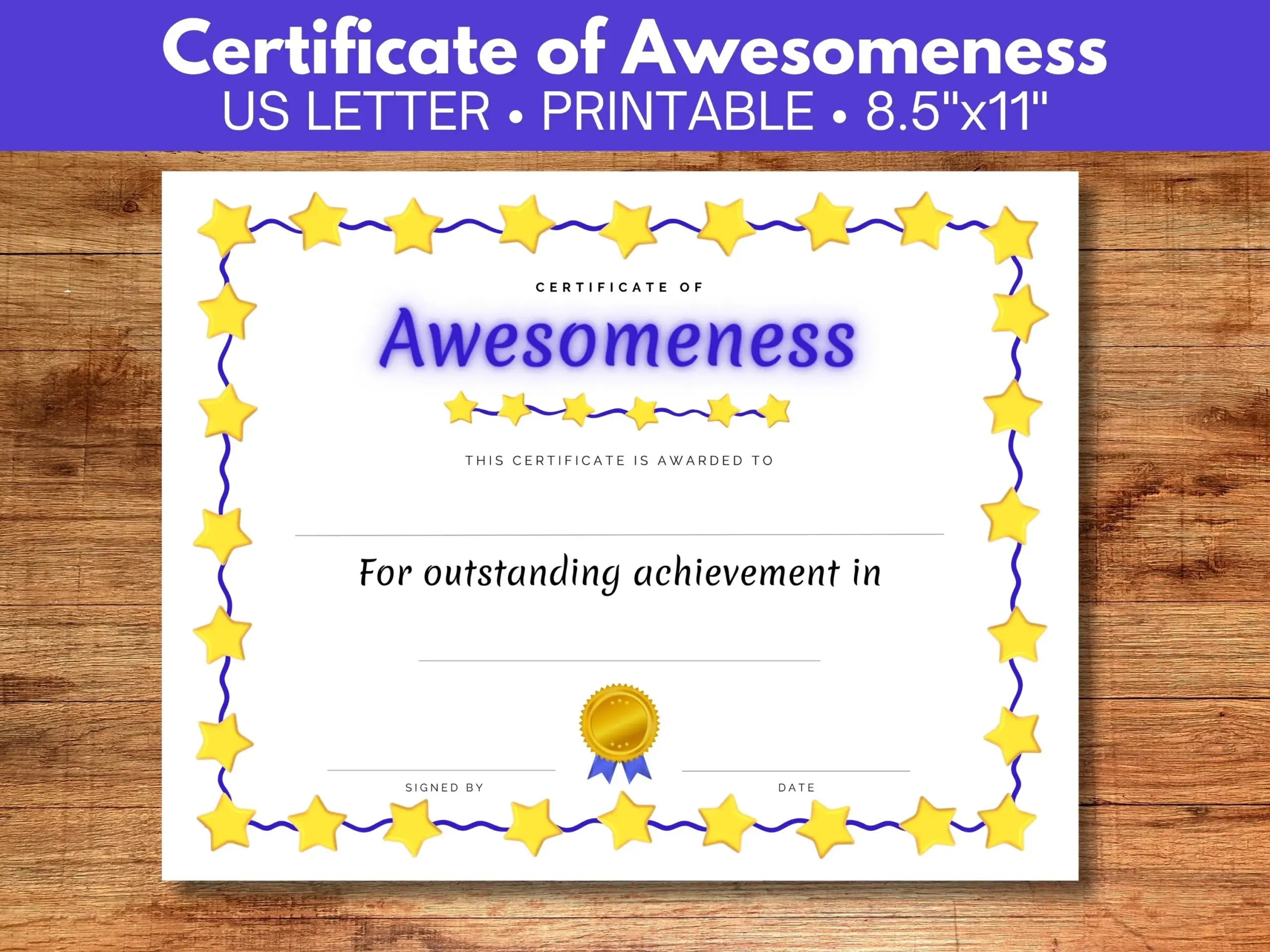 Certificate Of Awesomeness Printable