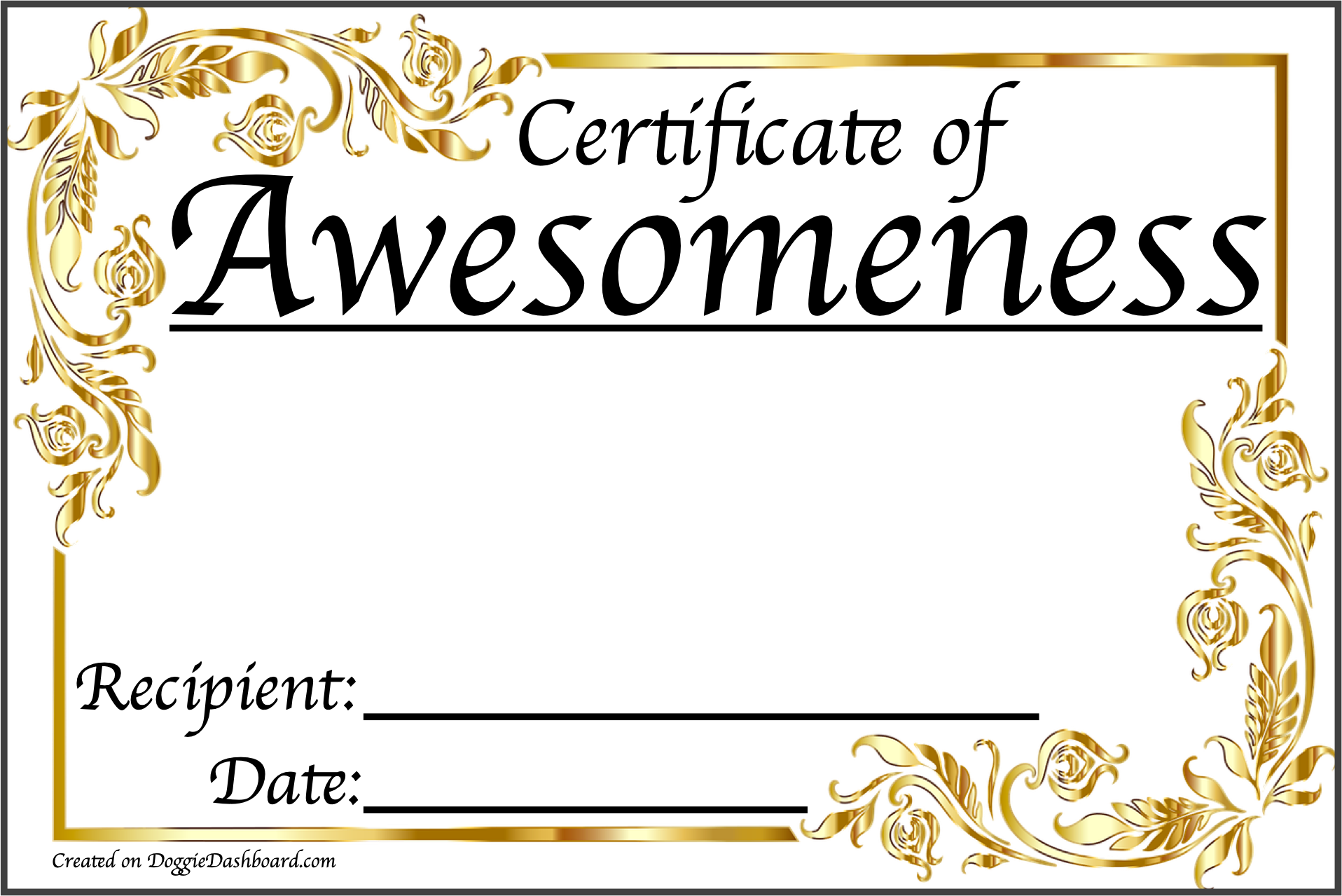 free printable certificate of awesomeness template