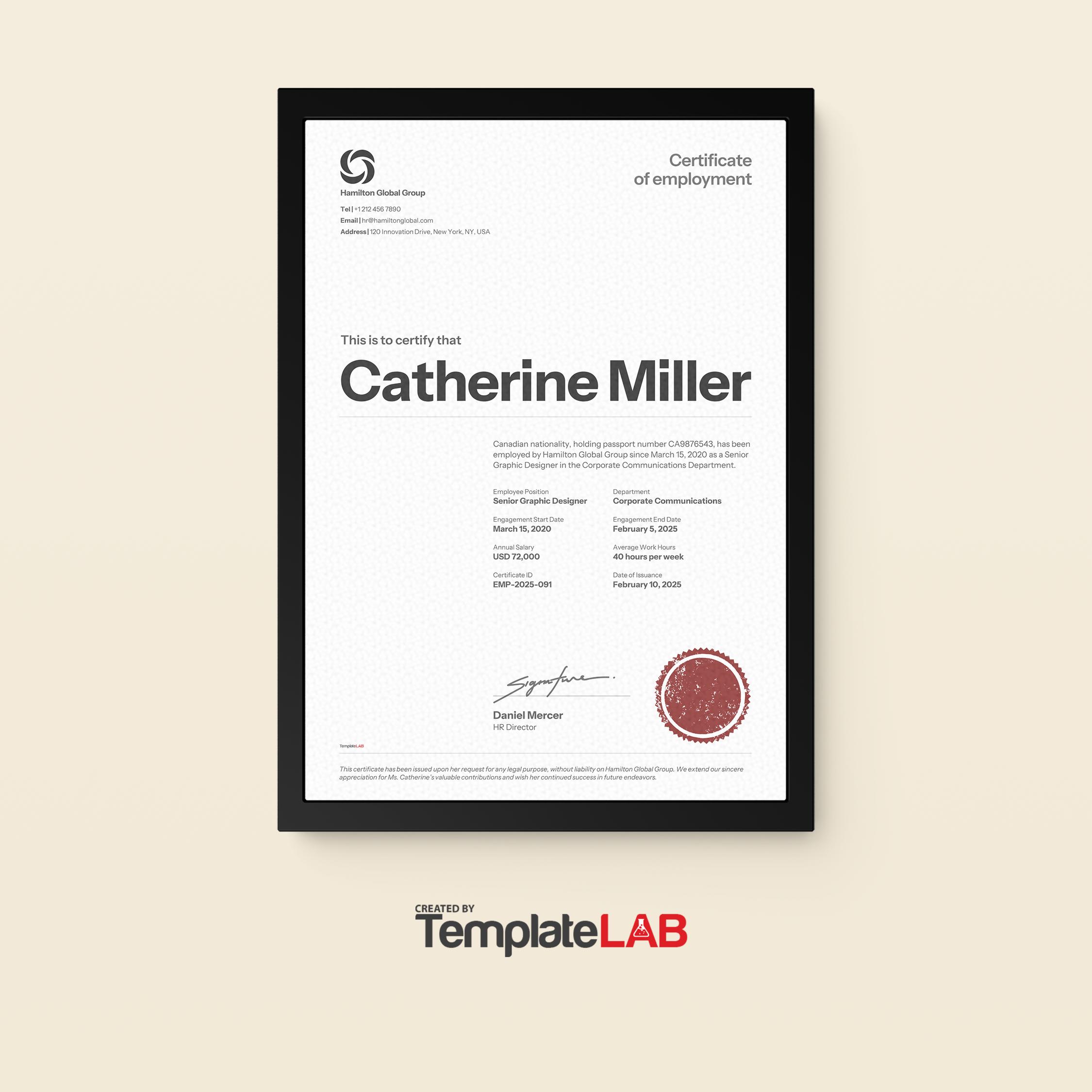 Certificate Of Employment Certificate Of Employment