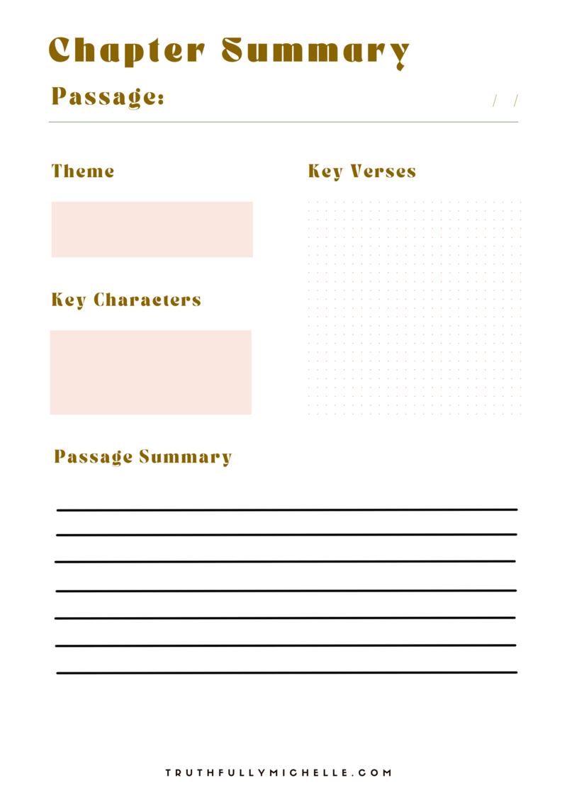 Chapter Summary Printables Chapter Summary Printables