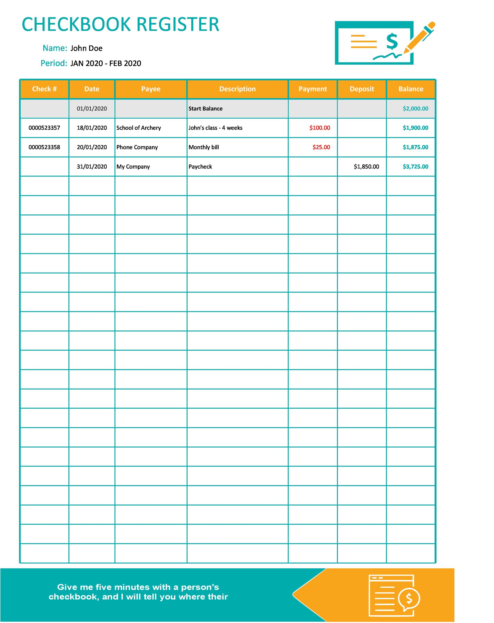 Checkbook Register