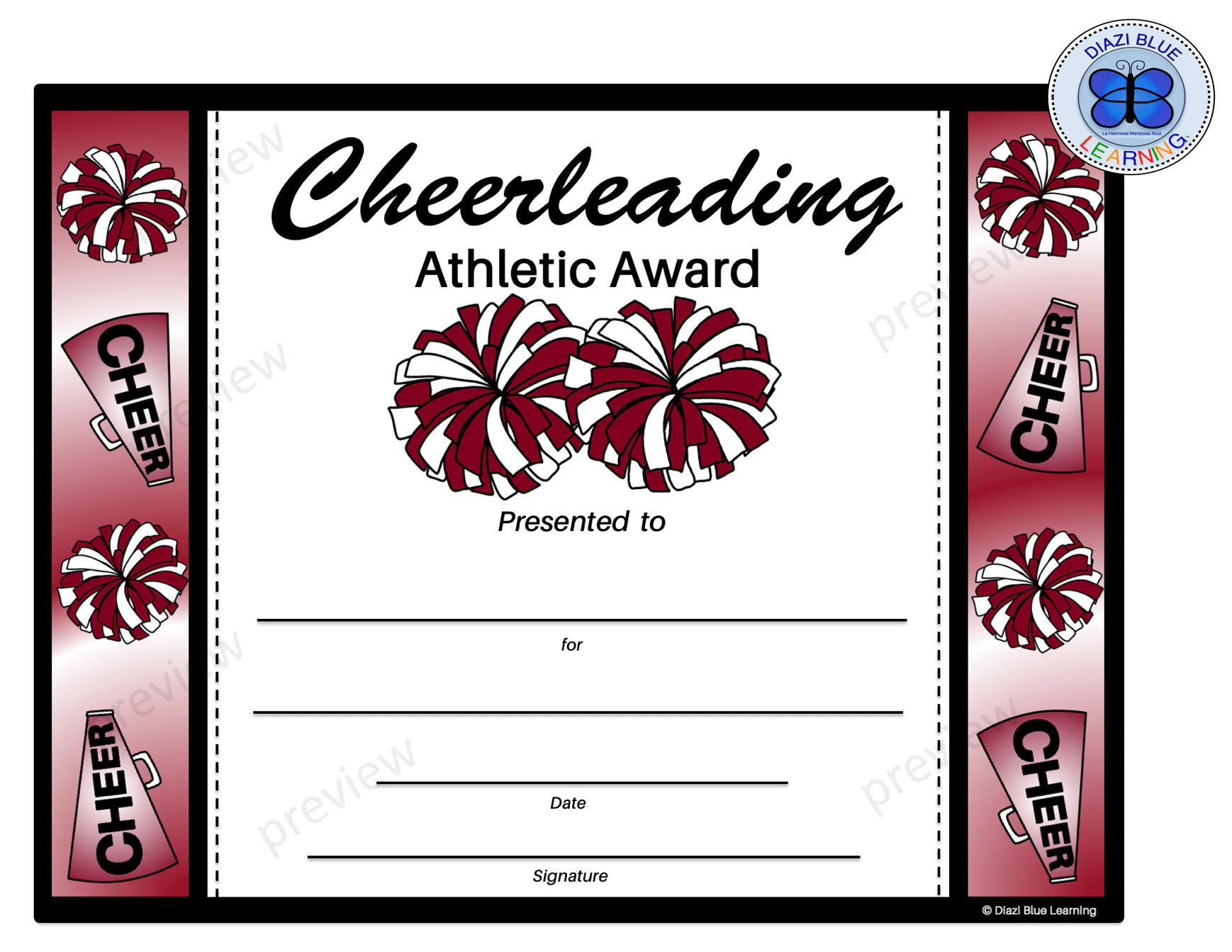 Cheerleading Certificate Cheerleading Cheerleading Certificate Cheerleading