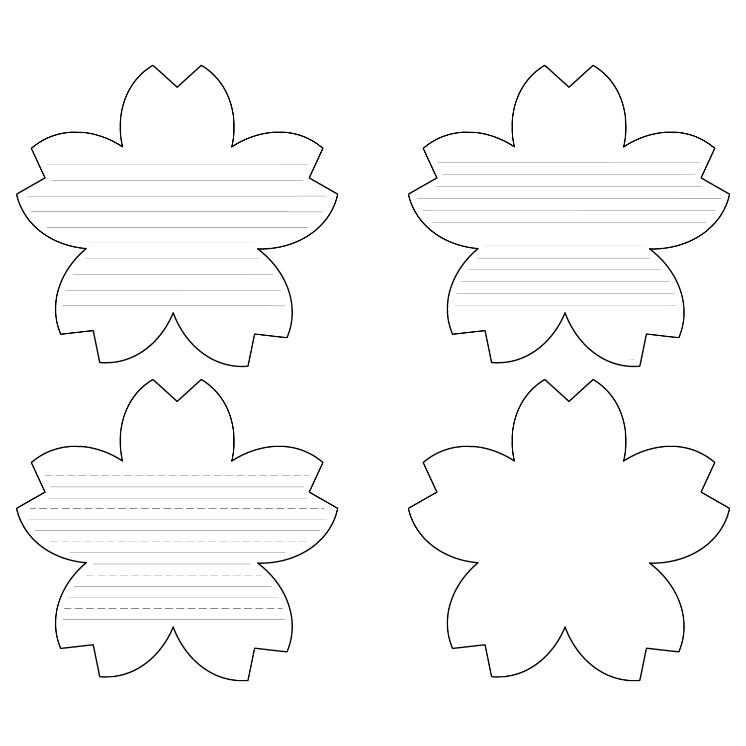 Cherry Blossom Shaped Writing Template