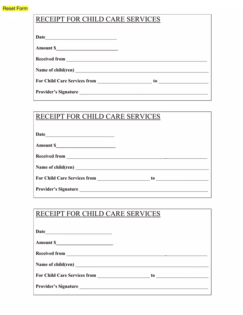 Childcare Receipt