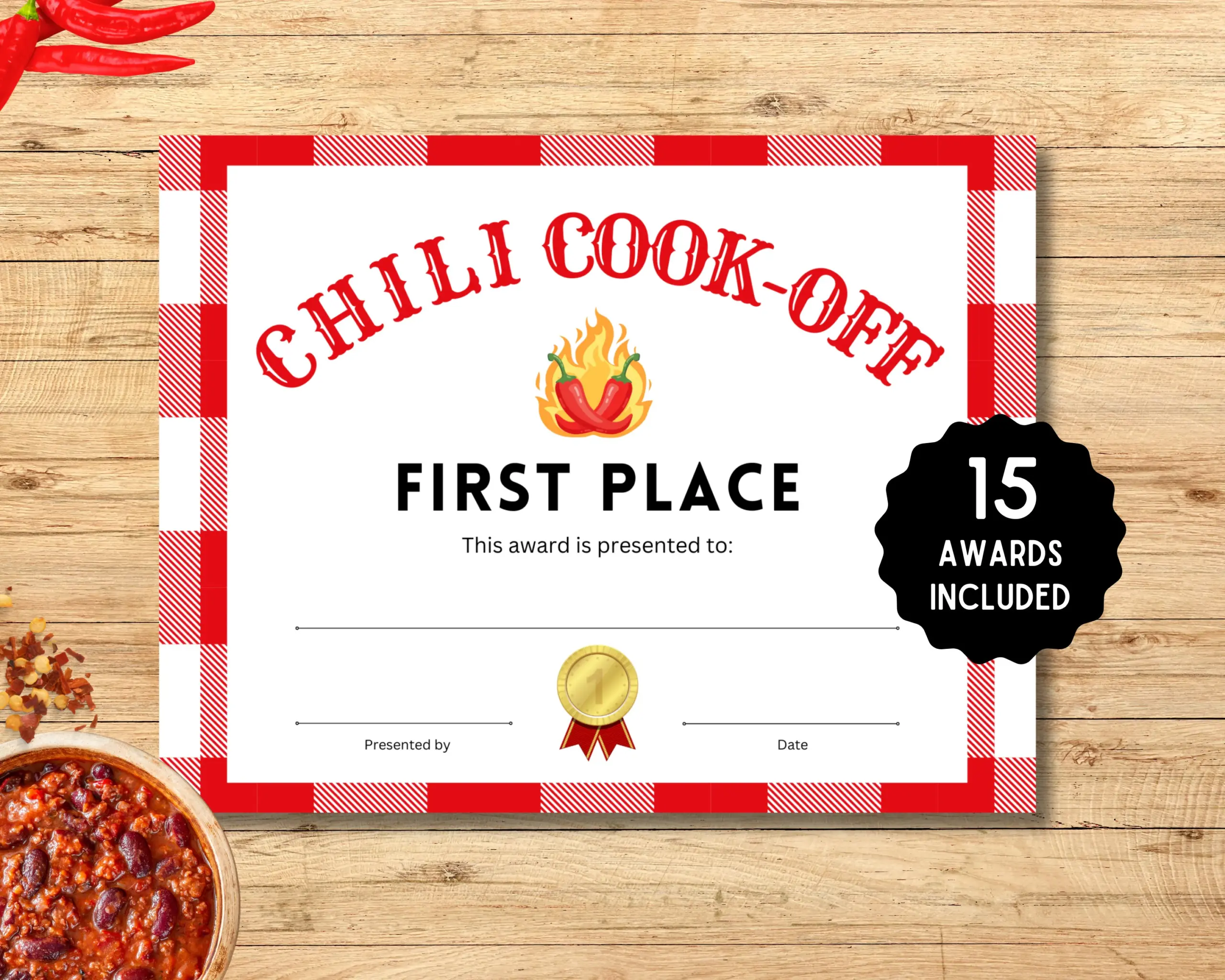 free printable chili cook off award certificate template
