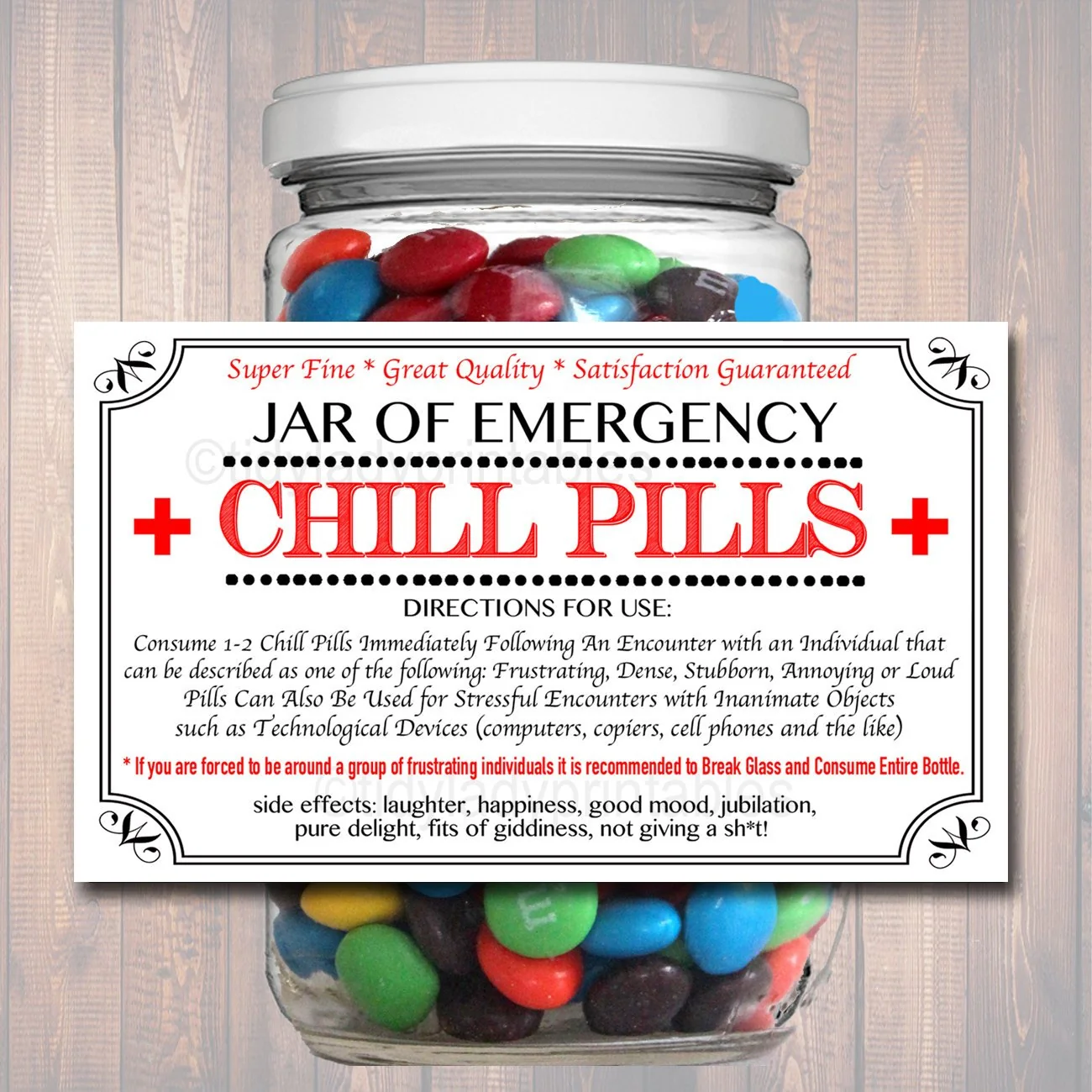 Chill Pills Label Funny Nurse Gag Gift Professional Office Christmas Gift Birthday Gift Teacher Boss Gift Cowork Gift Printable Label 7423