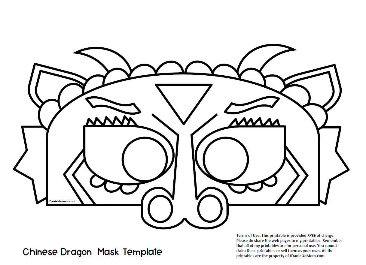 Chinese Dragon Mask Printable Coloring Activity