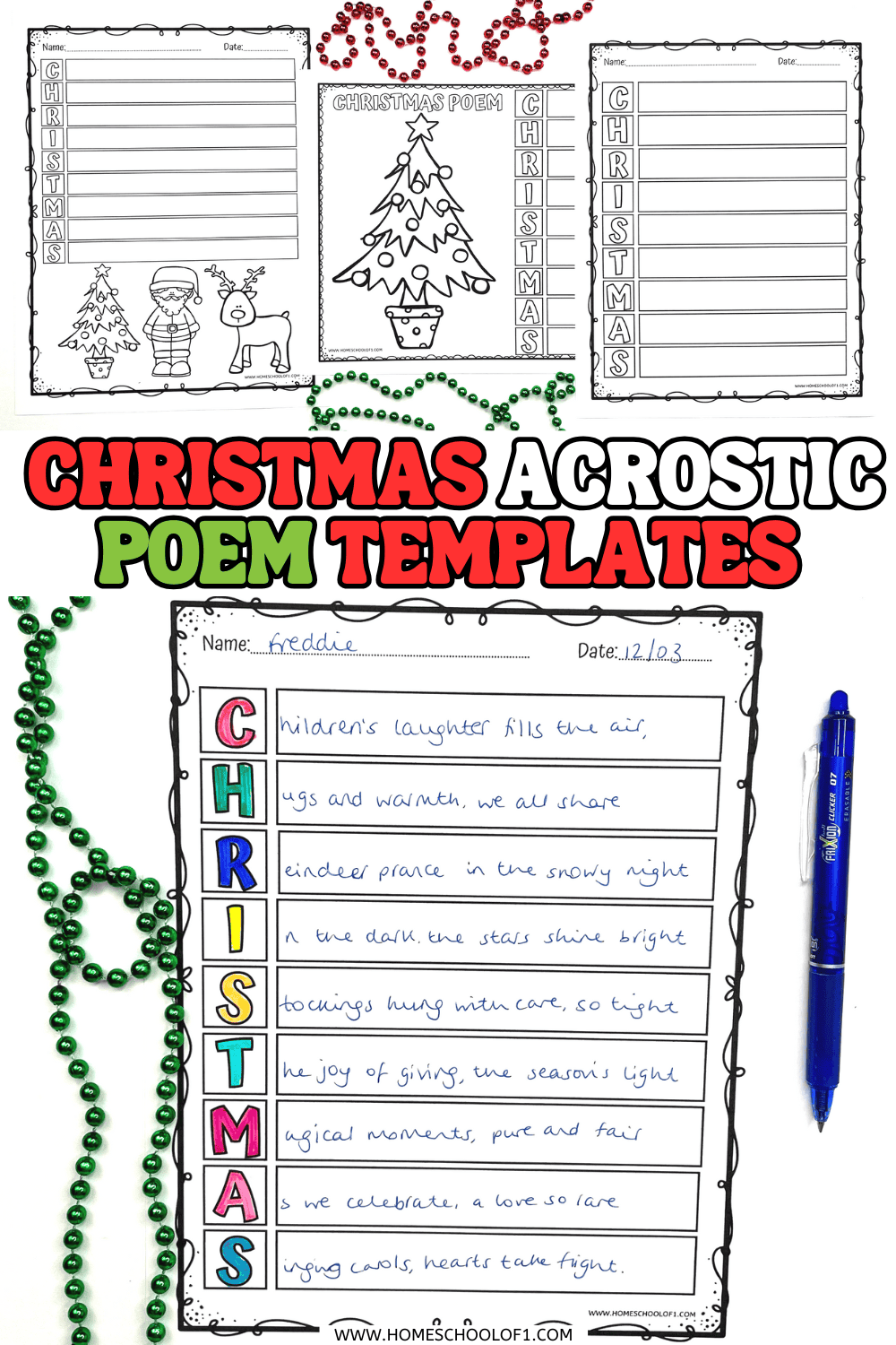 christmas shape poem template