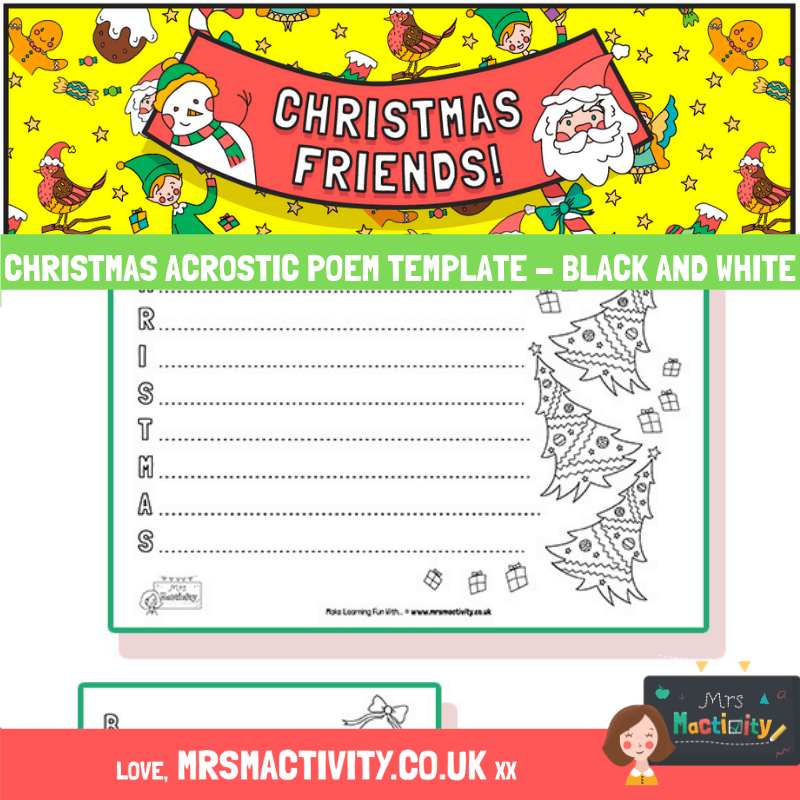Christmas Acrostic Poem Templates Colouring Version Christmas Acrostic Poem Templates Colouring Version
