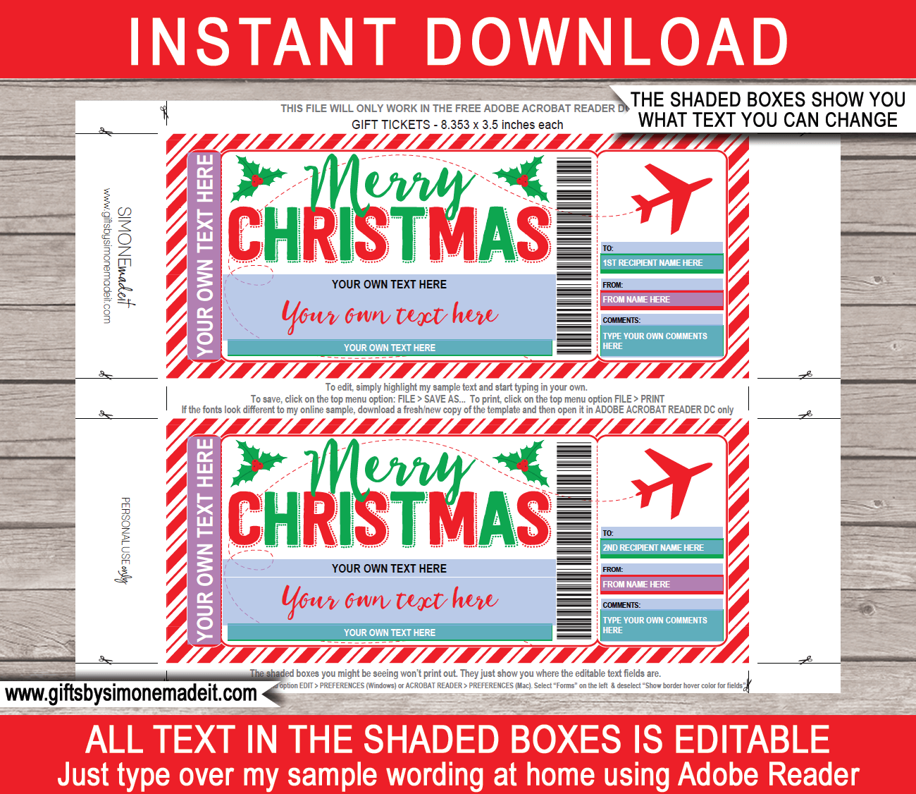 Christmas Boarding Pass Template