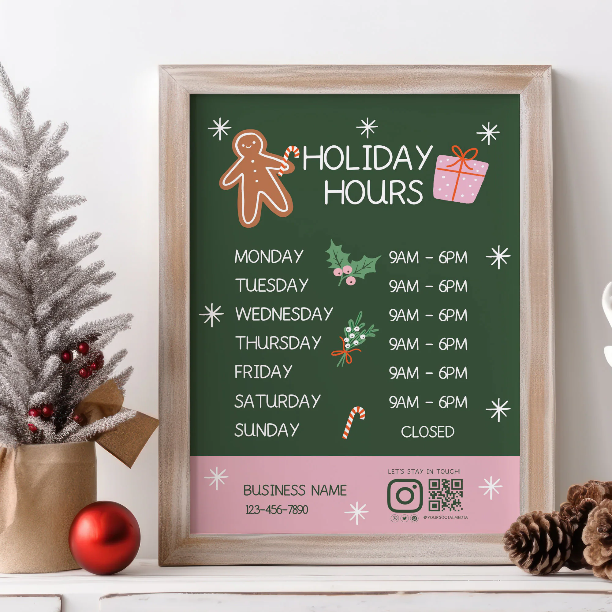 Christmas Business Hours Sign Editable Christmas Business Hours Sign Editable