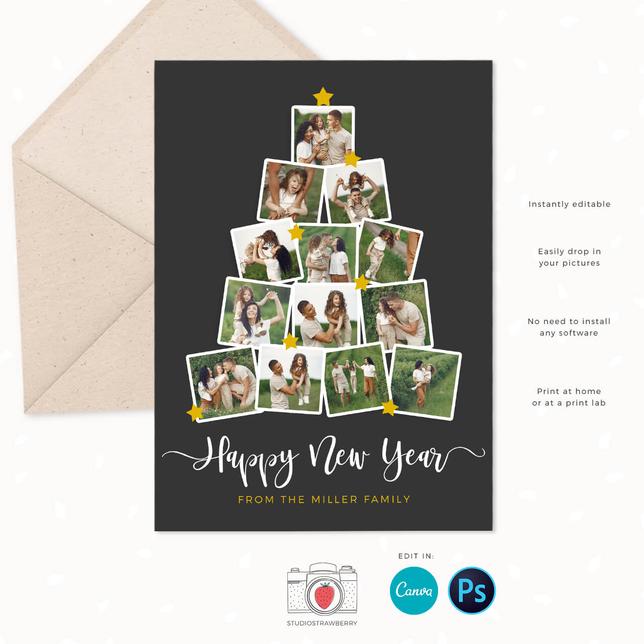 Christmas Card Template Christmas Tree Photo Collage Christmas Card Template Christmas Tree Photo Collage