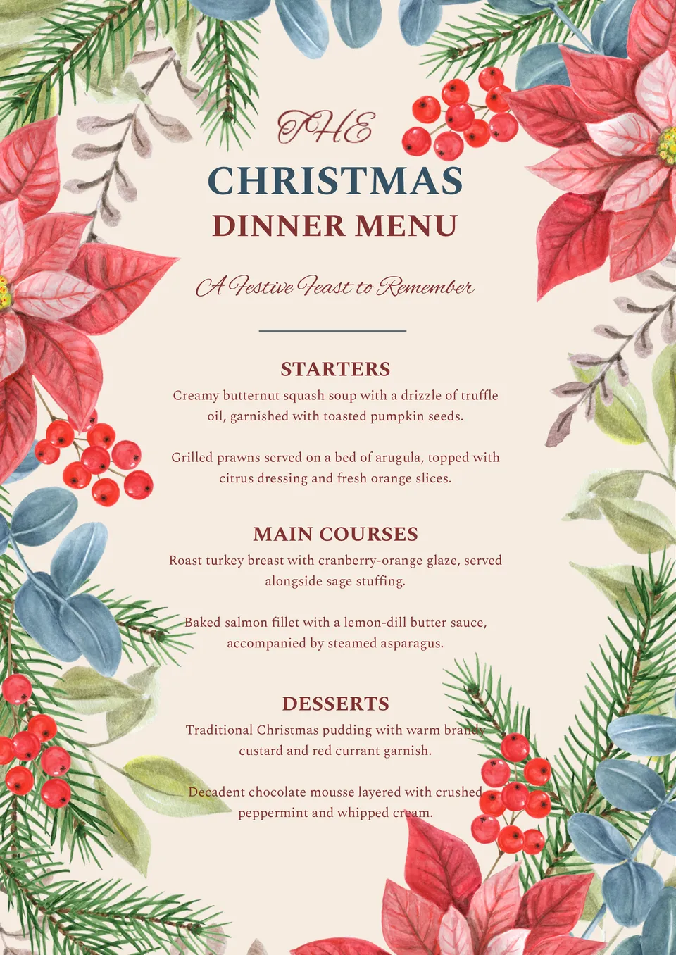 Christmas Dinner Menu Template Christmas Dinner Menu Template