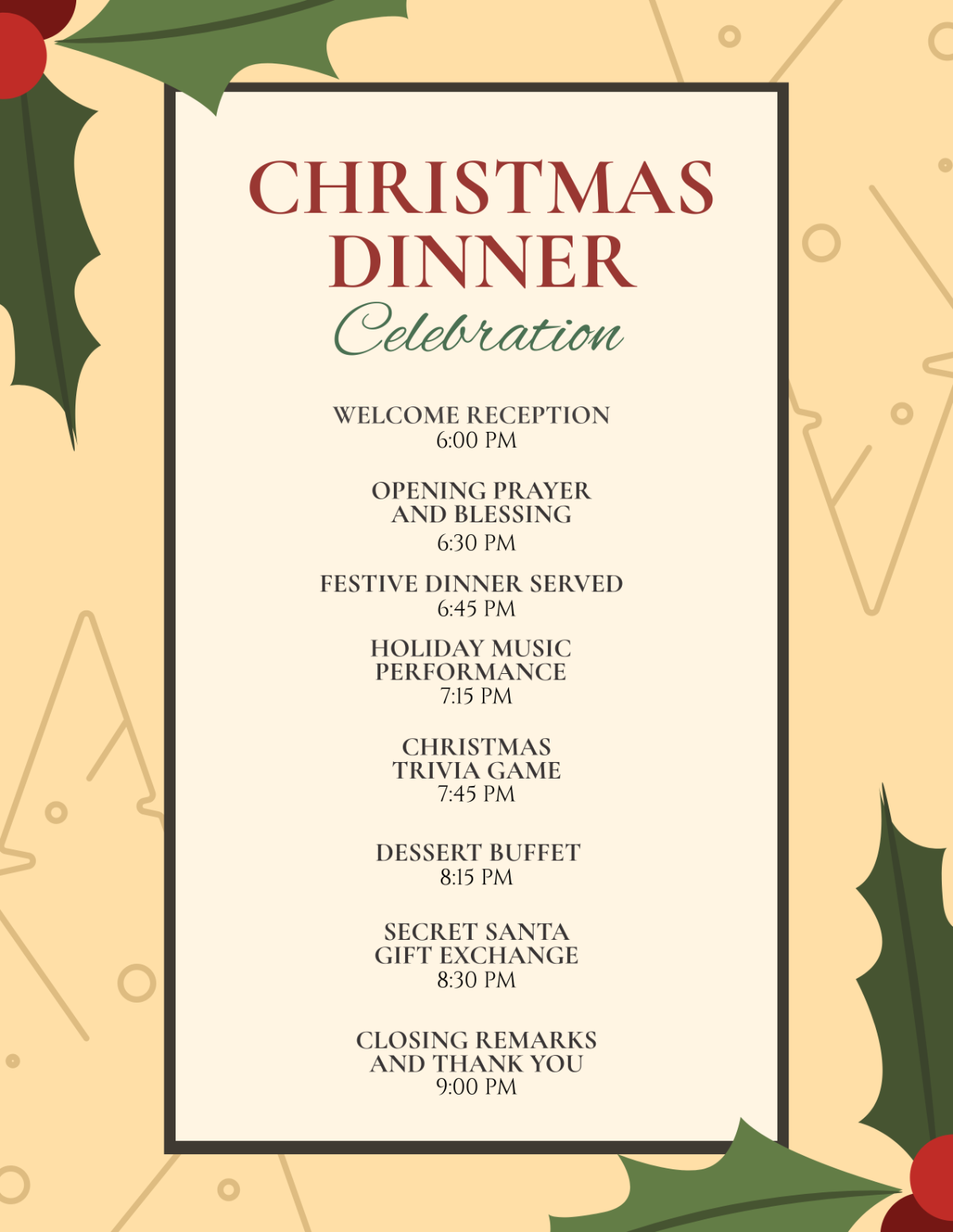 Christmas Dinner Program Christmas Dinner Program