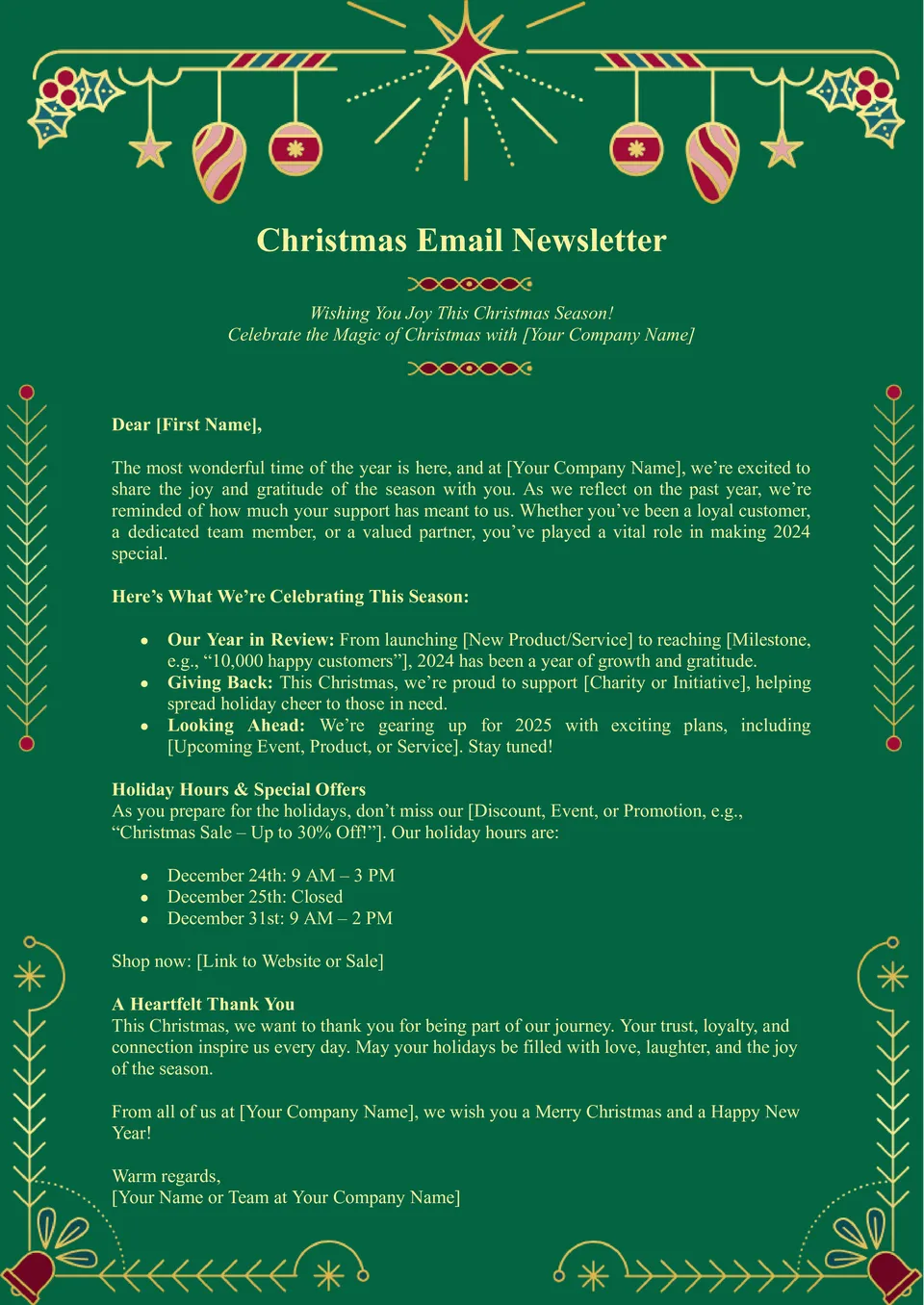 Christmas Email Newsletter Template