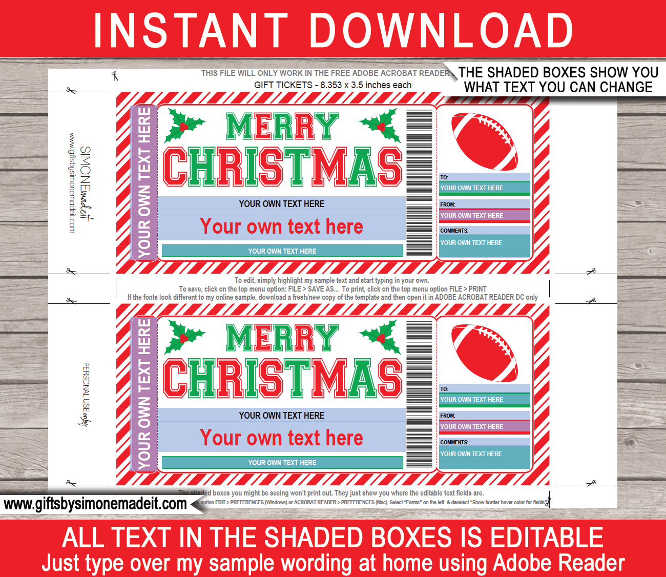 Christmas Football Ticket Template