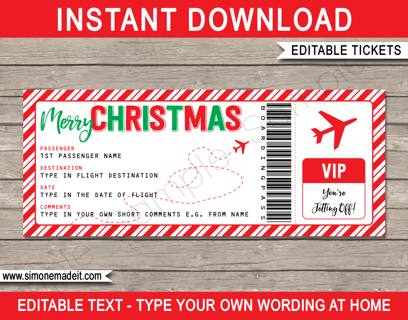 christmas plane ticket template