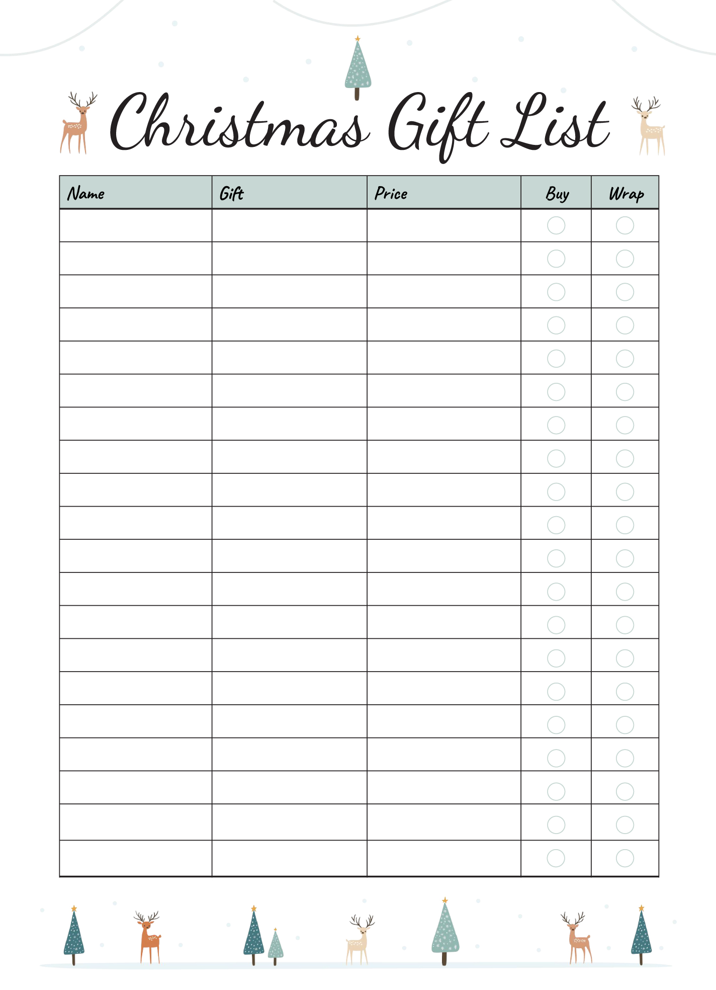Christmas Gift List Free Google Docs Template Christmas Gift List Free Google Docs Template