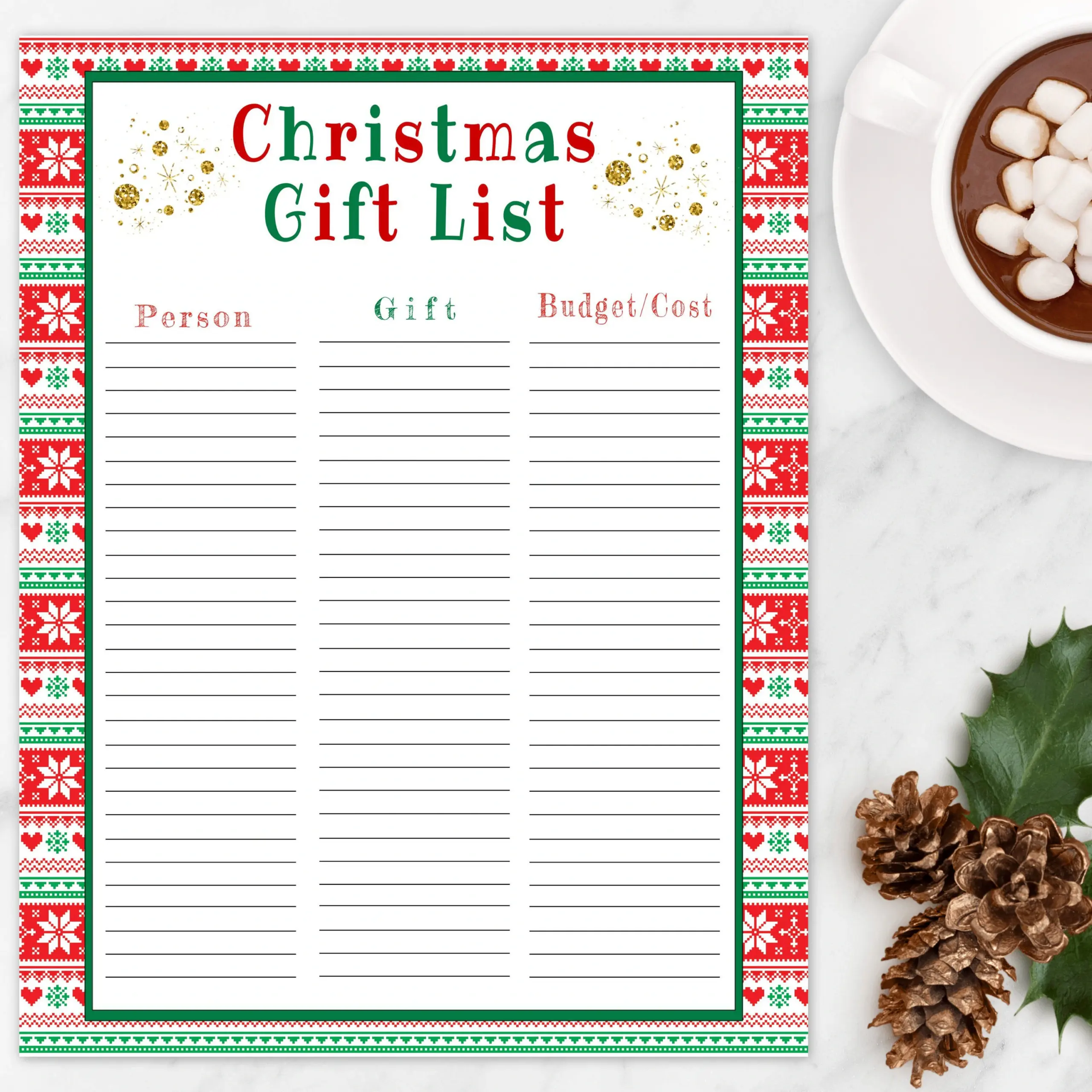 Christmas Gift List Printable Template Christmas Gift List Printable Template
