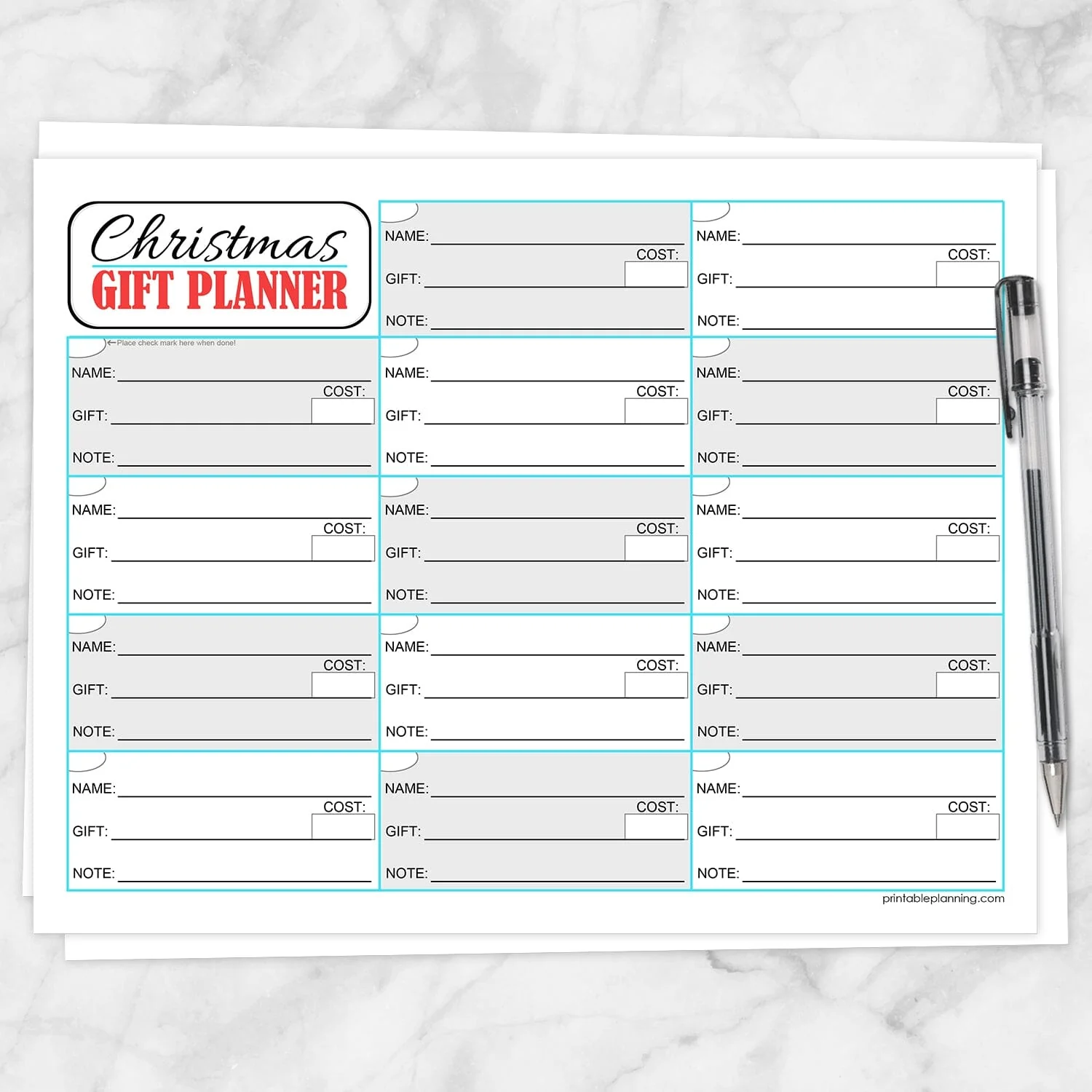 Christmas Gift Planning List Holiday Organizer Printable