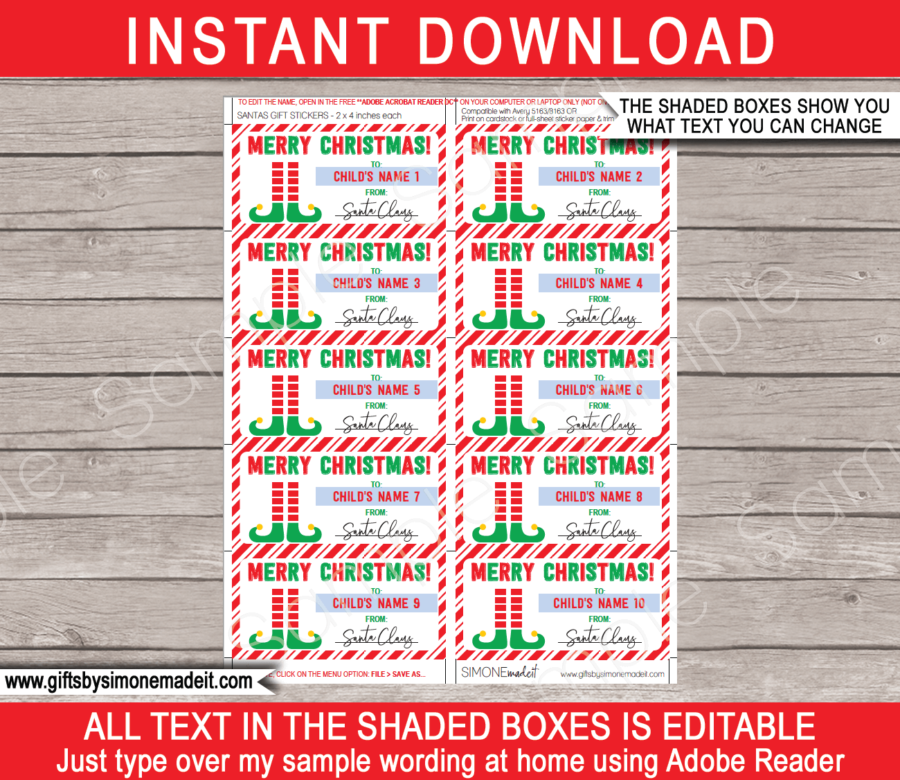 christmas name label template