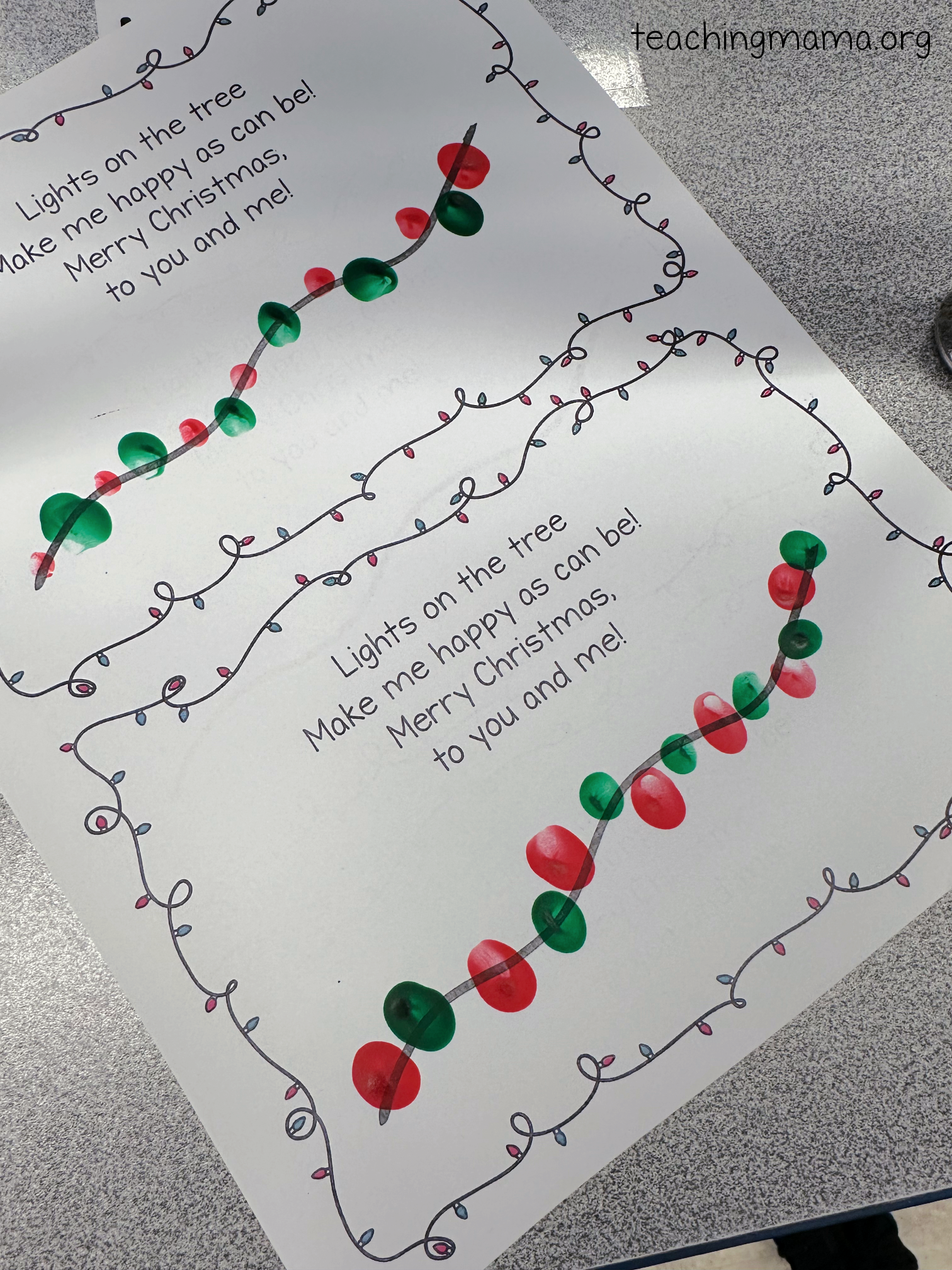 Christmas Lights Fingerprint Printable Christmas Lights Fingerprint Printable