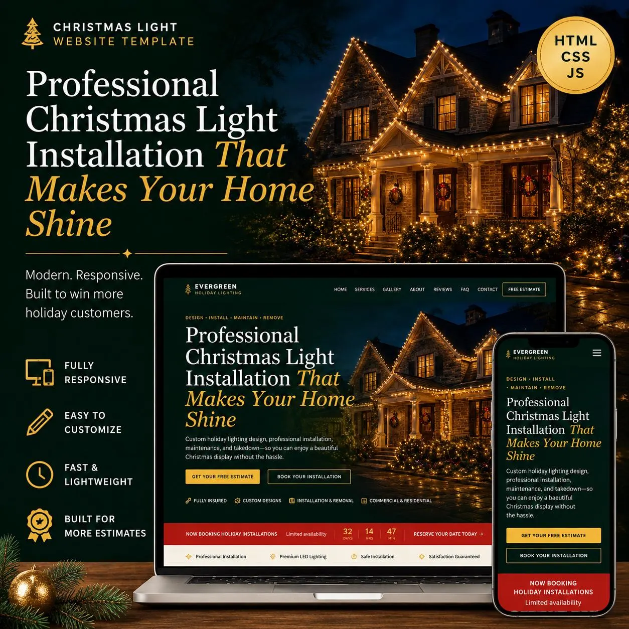 christmas lights website template