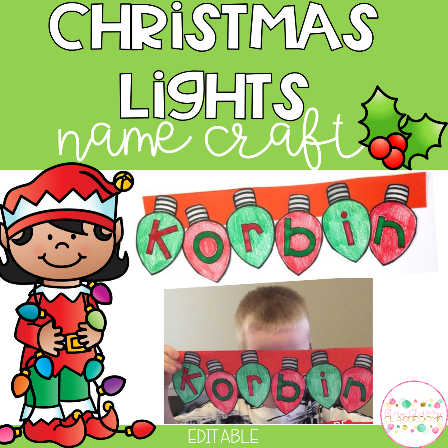 Christmas Lights Name Craft Editable