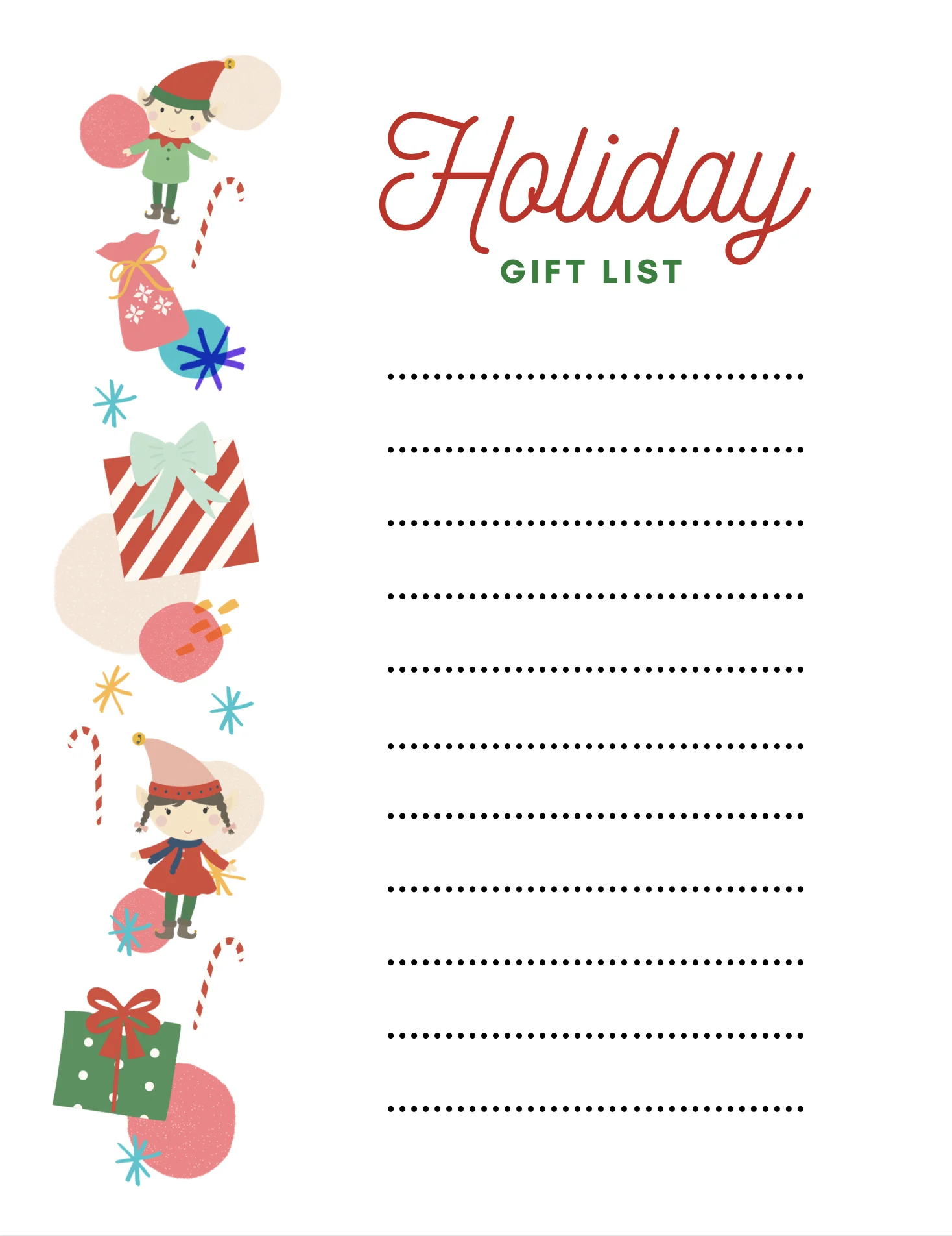 Christmas List Template