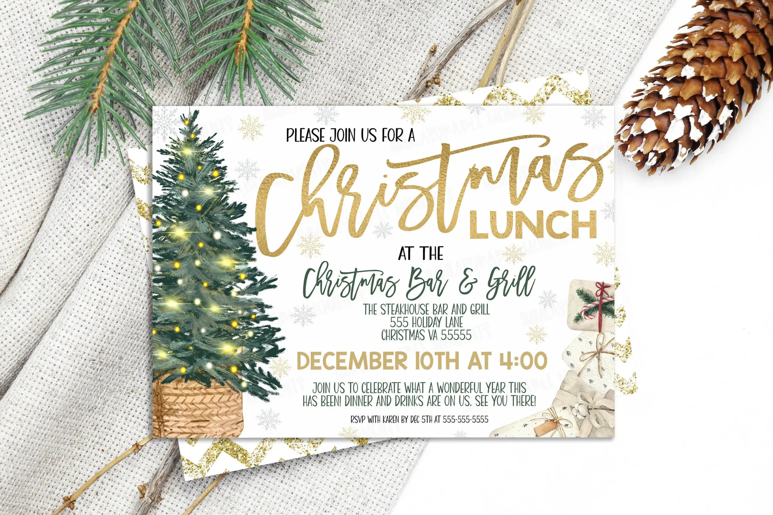 Christmas Lunch Invitation Card Employee Christmas Lunch Invitation Card Employee