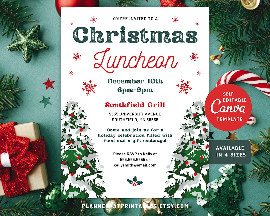 Christmas Luncheon Invitation Editable
