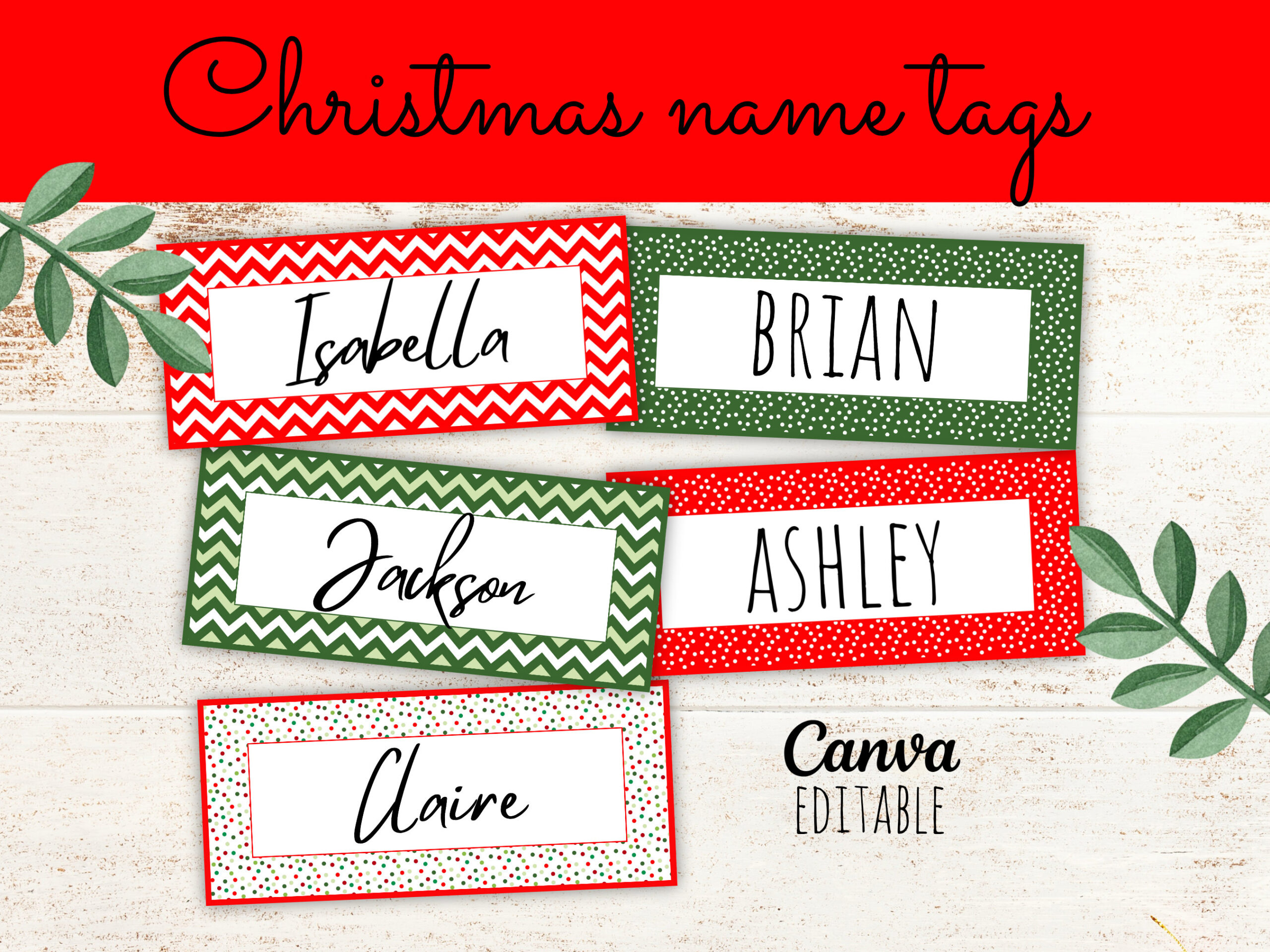 Christmas Name Tags Template Classroom
