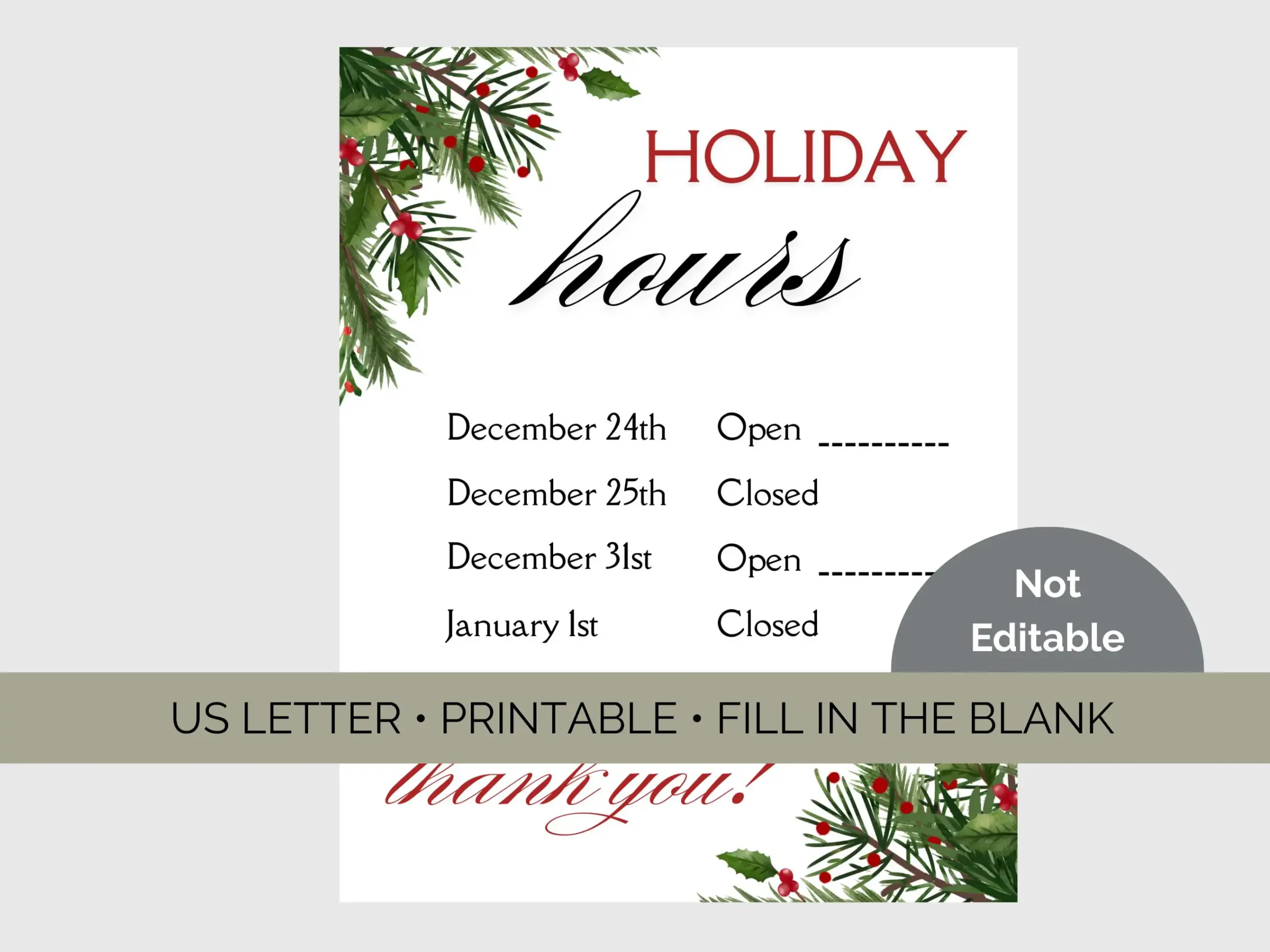 christmas opening hours blank template christmas opening hours blank template