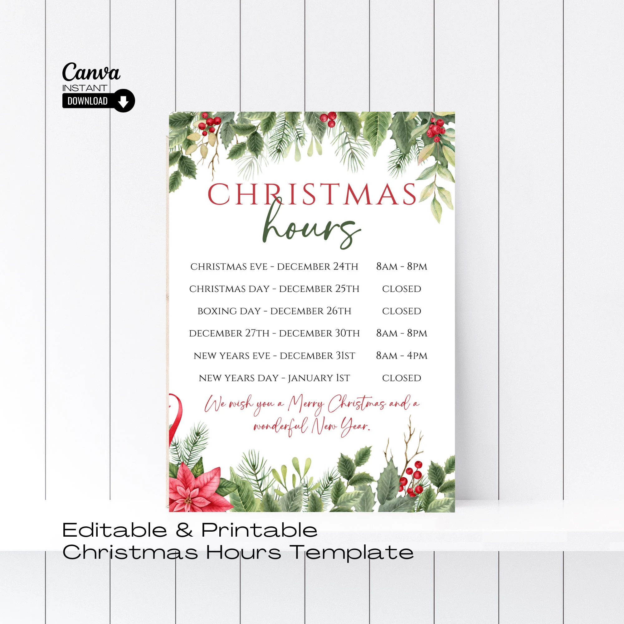 Christmas Opening Hours Template Christmas Opening Hours Template
