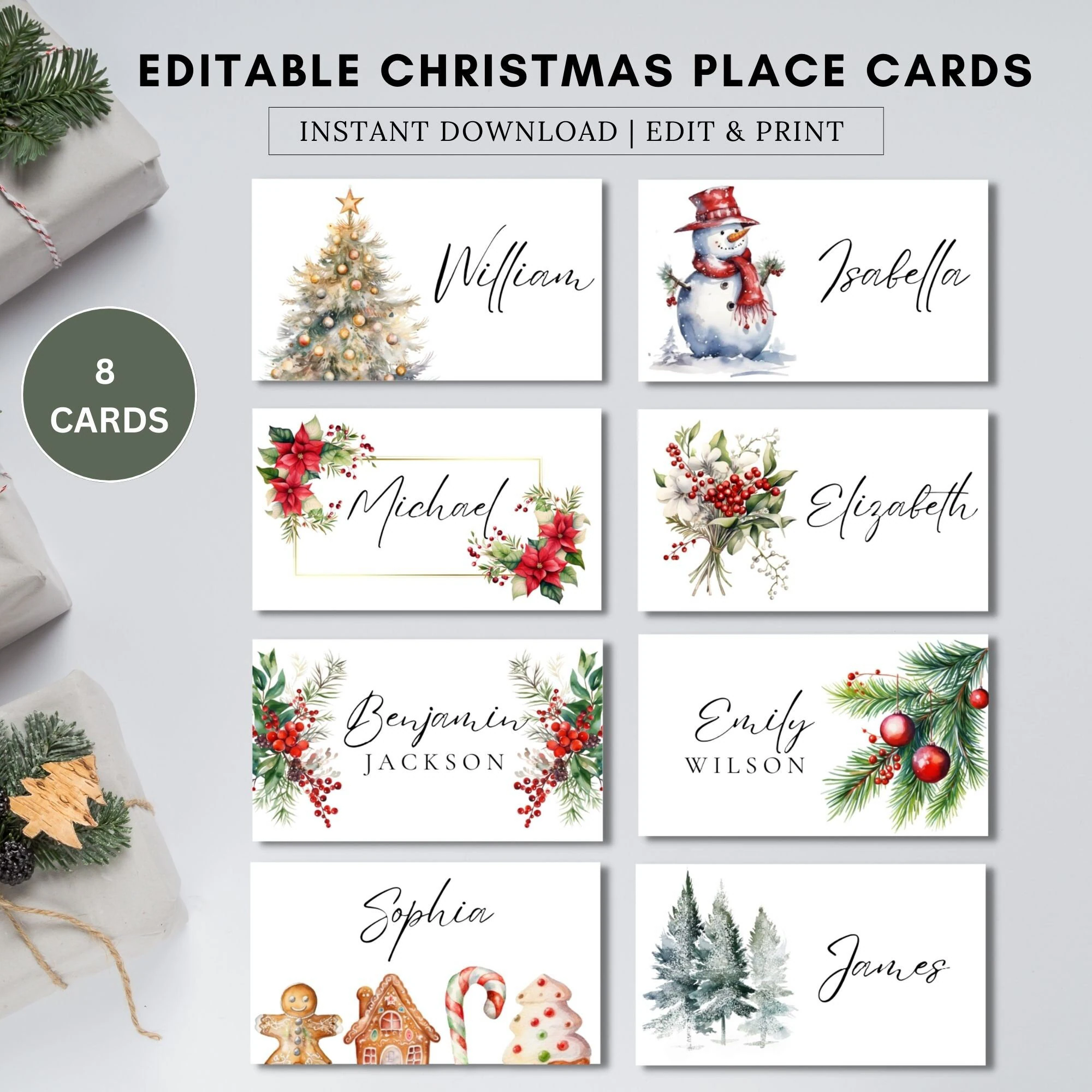 Christmas Party Placecardschristmas Tree