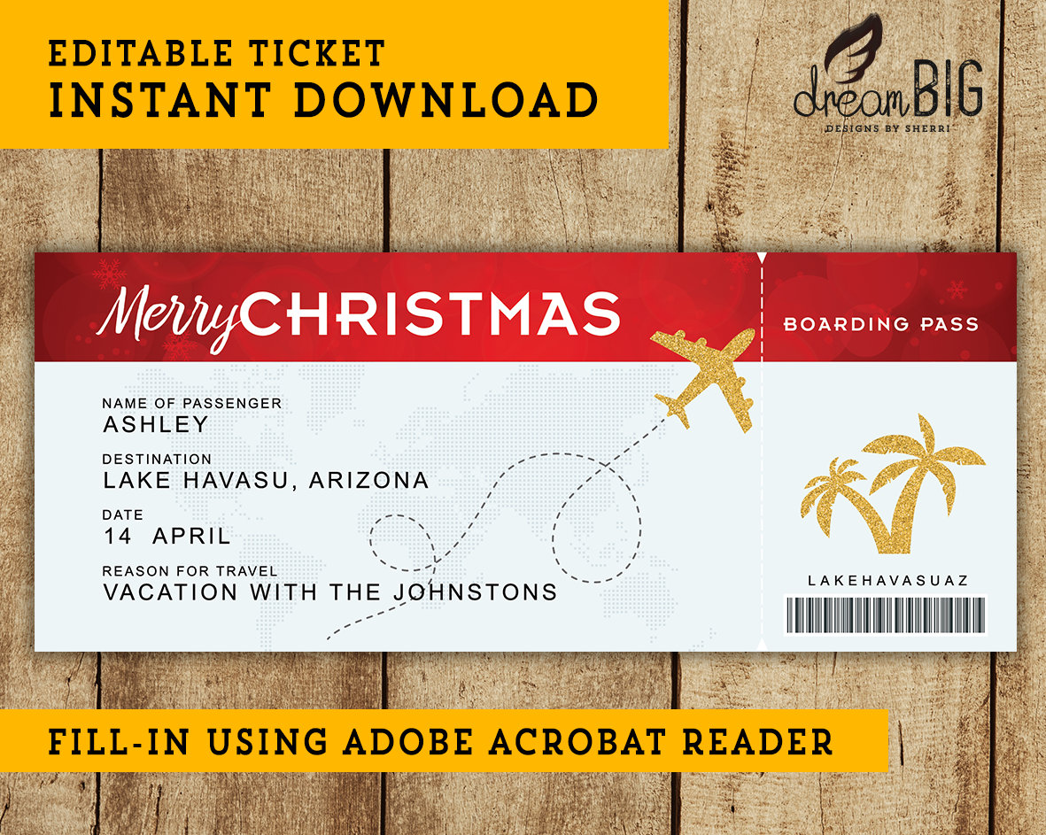 Christmas Plane Ticket Template