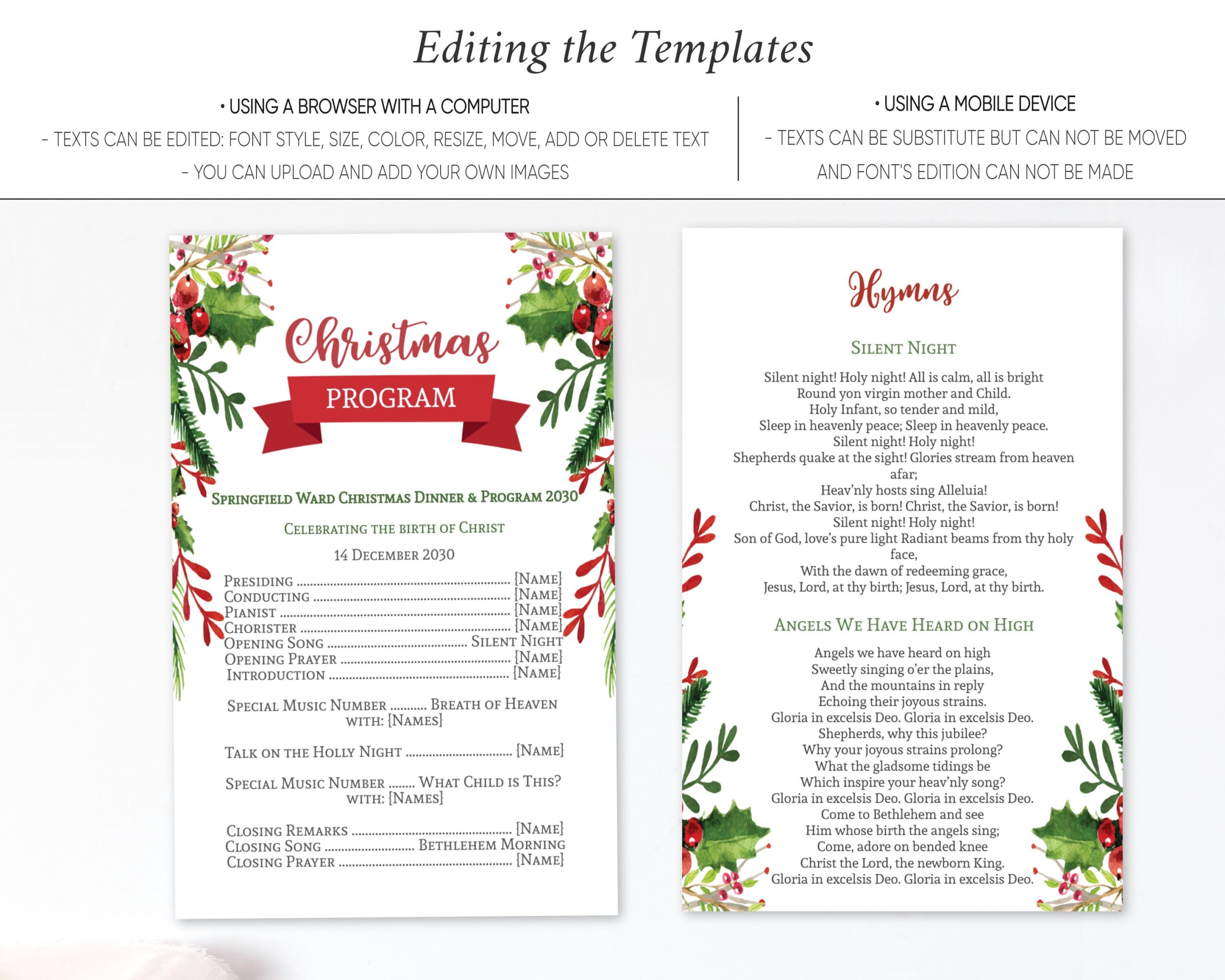 Christmas Program Editable Template