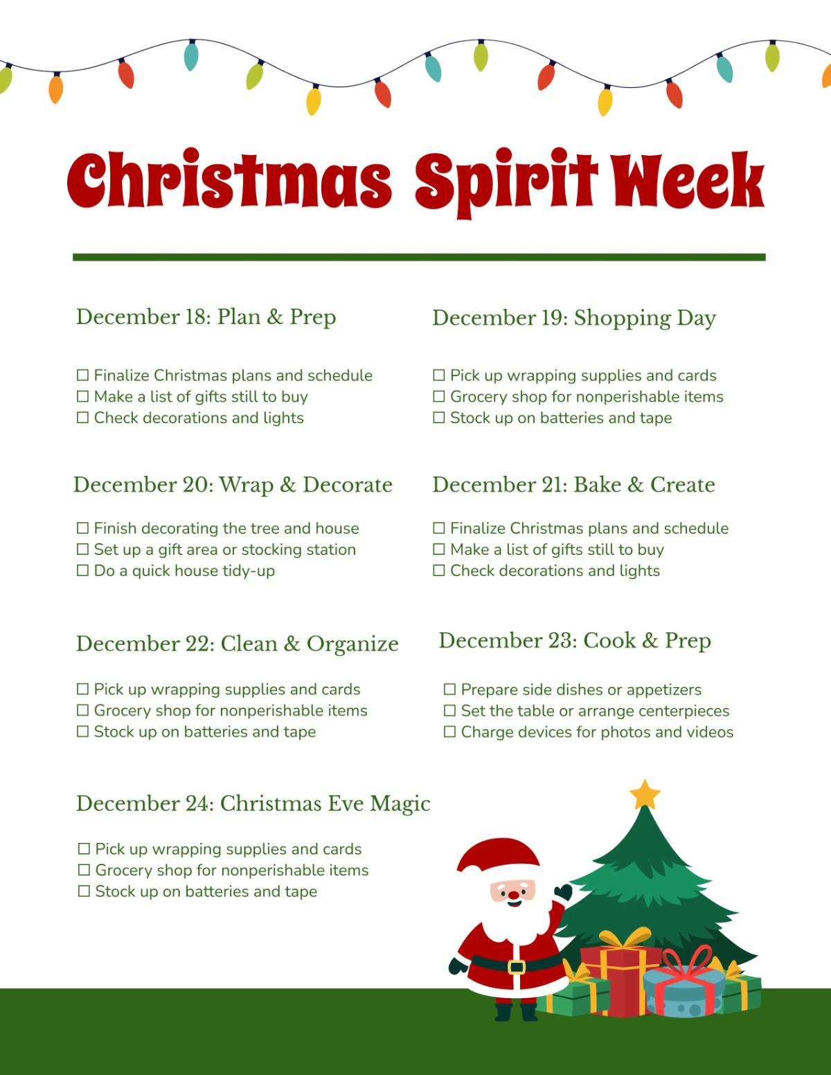 christmas spirit week templates