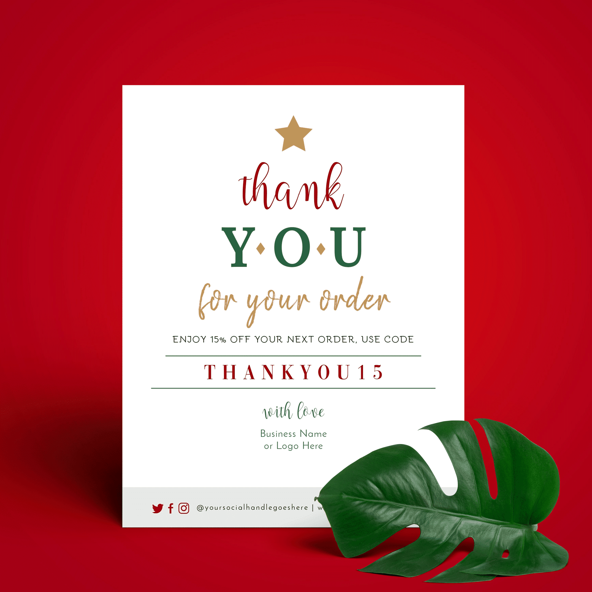 Christmas Thank You Note Template Holiday Thank You Card