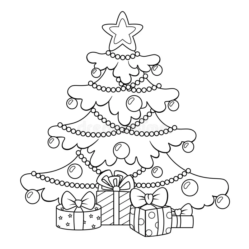 Christmas Tree Black White