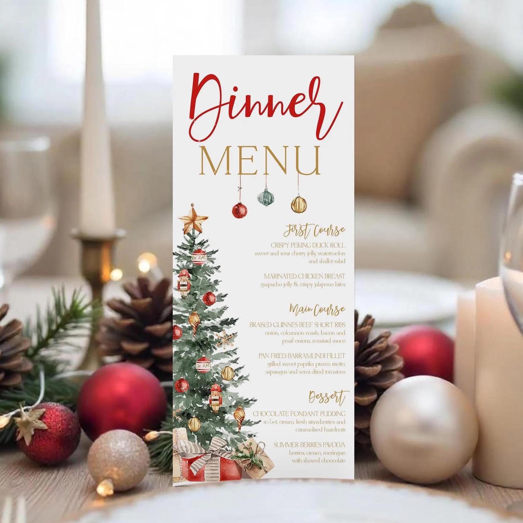 Christmas Tree Menu Card Template