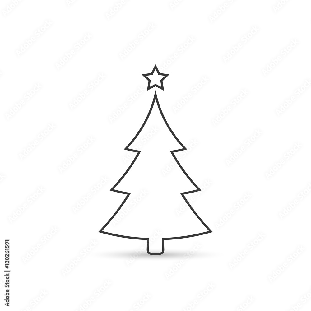 Christmas Tree Outline Icon Vector Simple Design Black Symbol Of Fir Tree Isolated On White Background