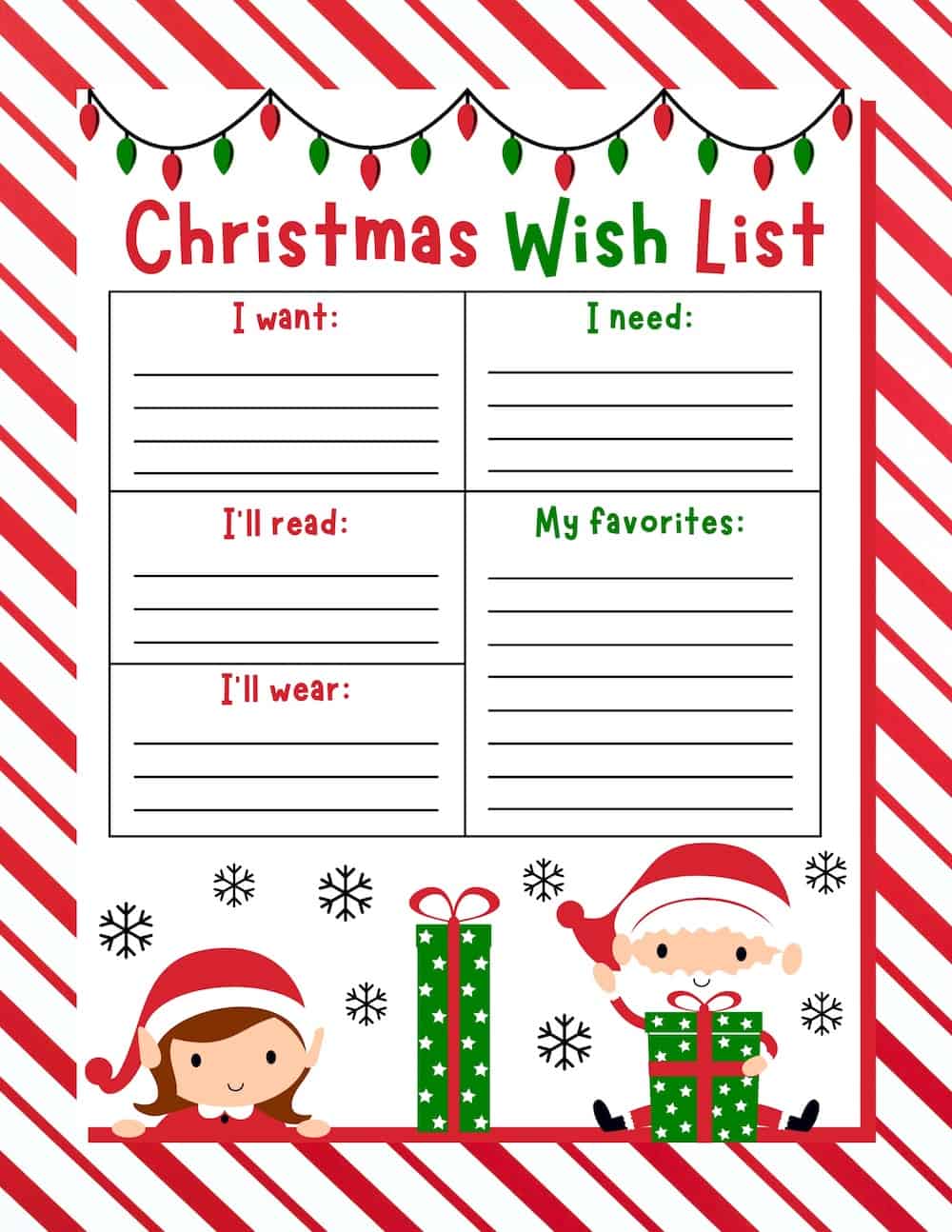 free christmas wish list templates