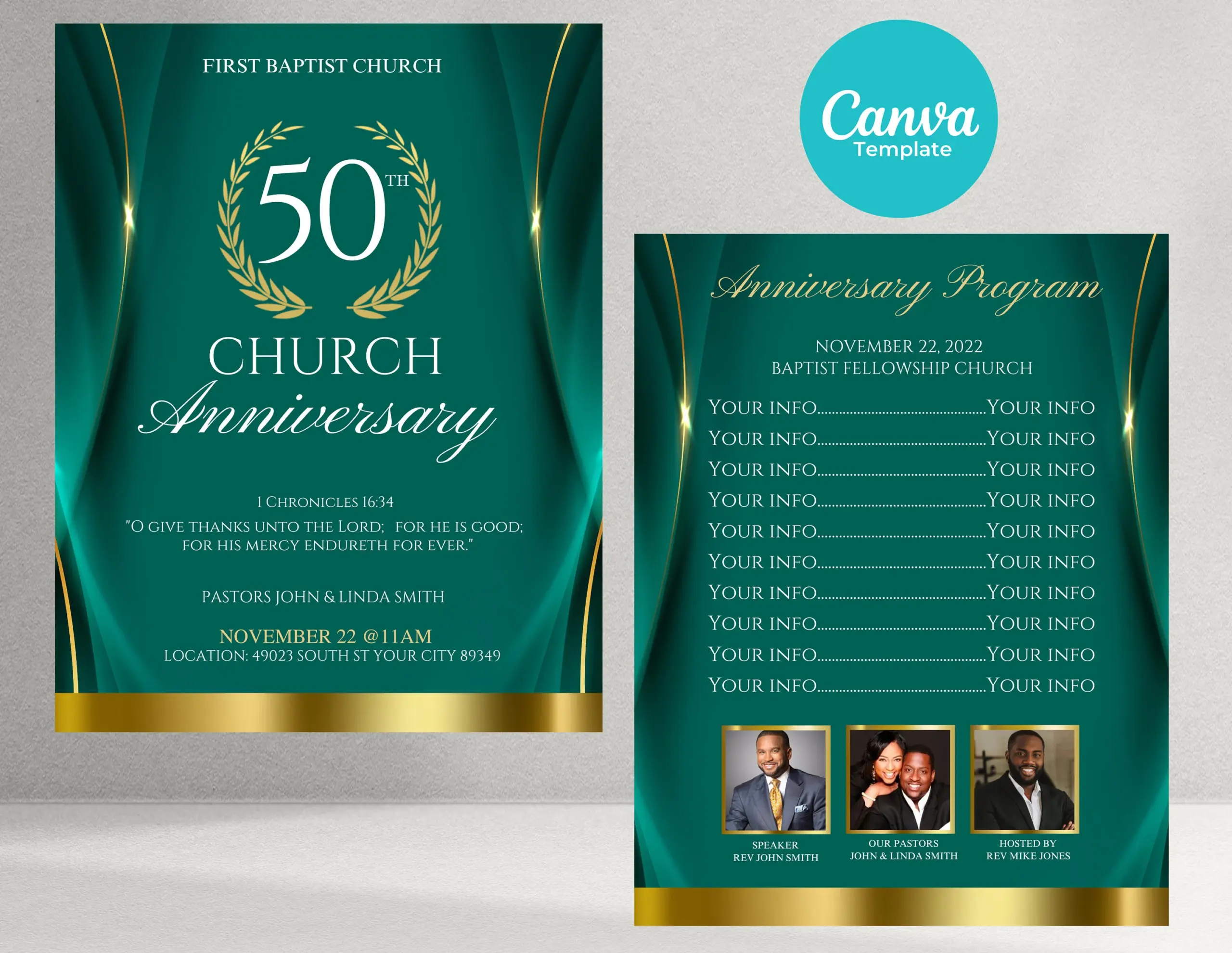 Church Anniversary Program Double Sided