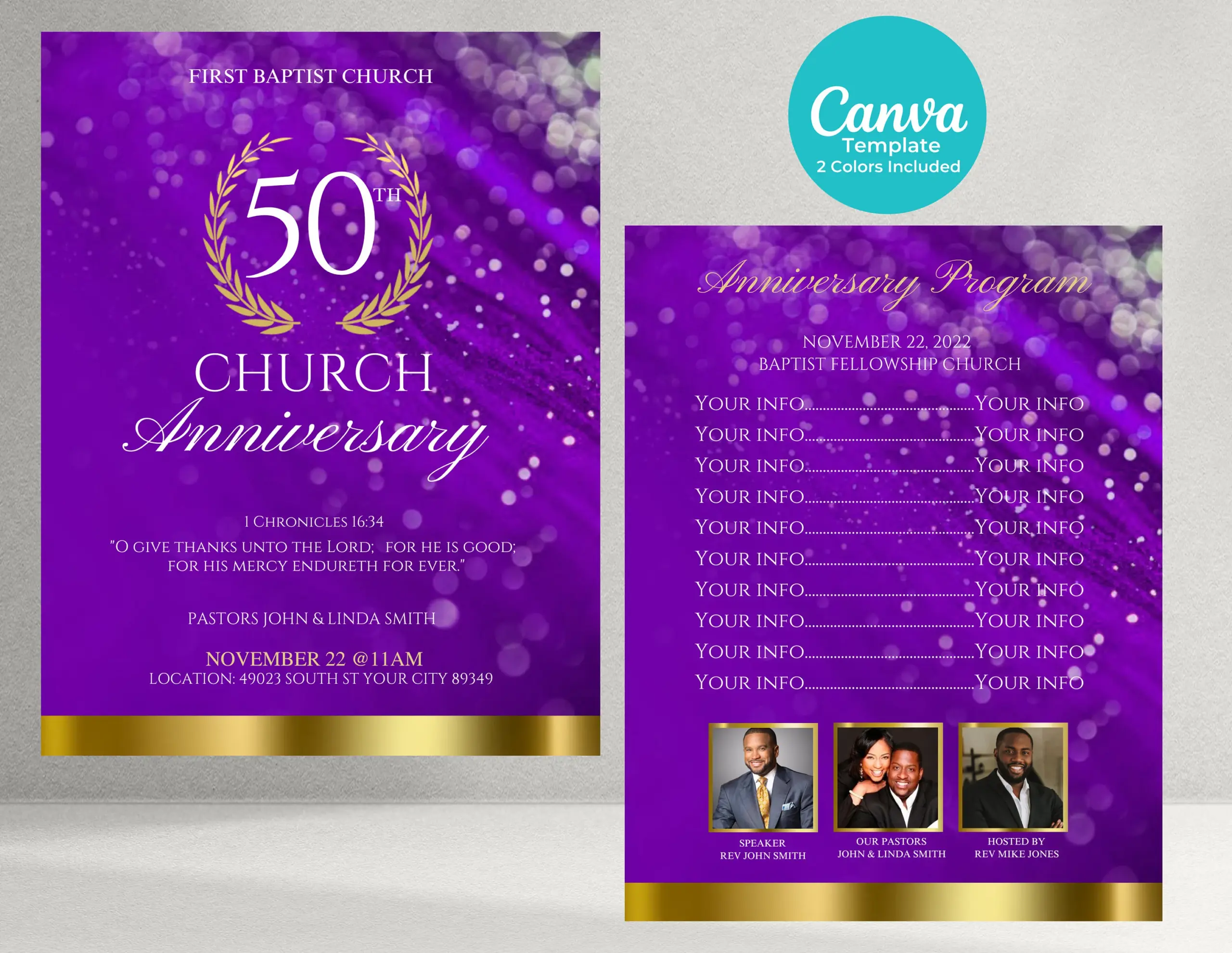 Church Anniversary Program Double Sided