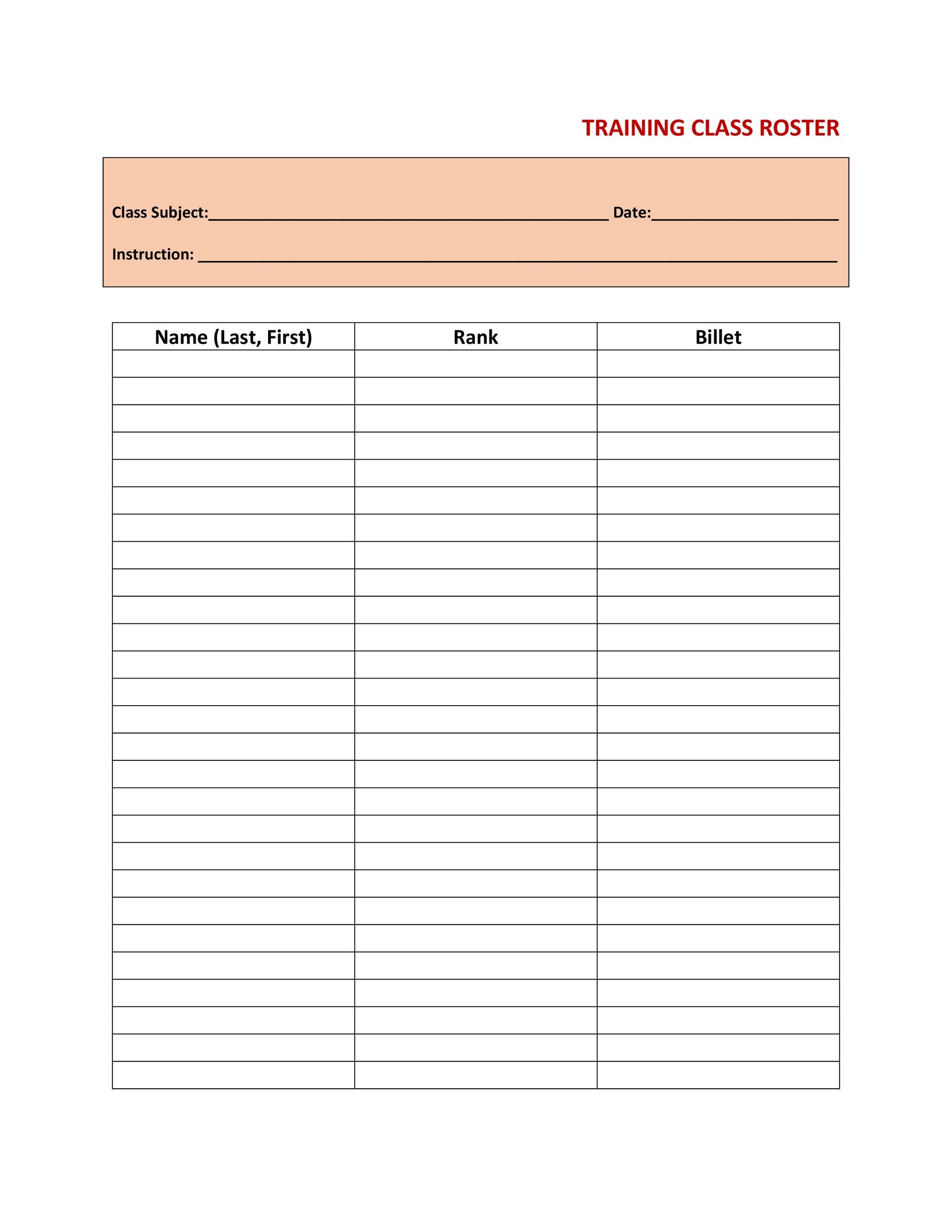 free printable class roster template free printable class roster template