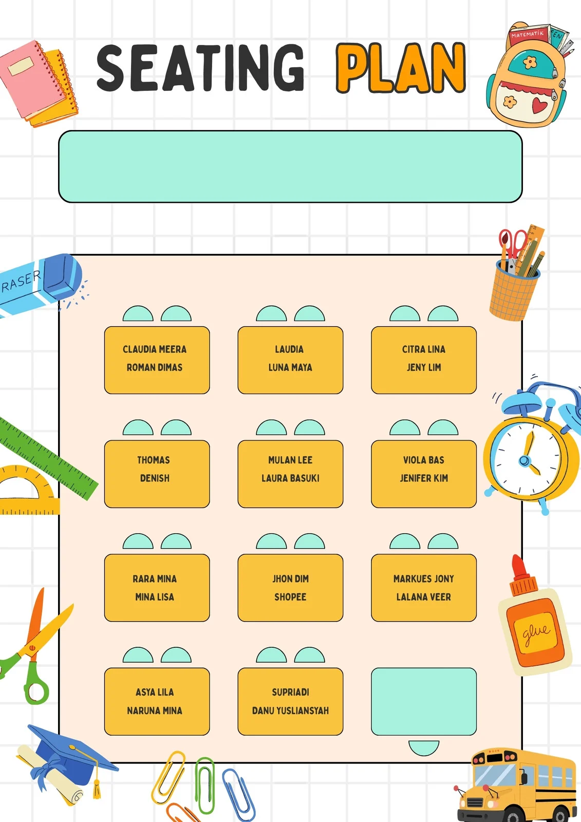 free printable classroom seating chart template free printable classroom seating chart template