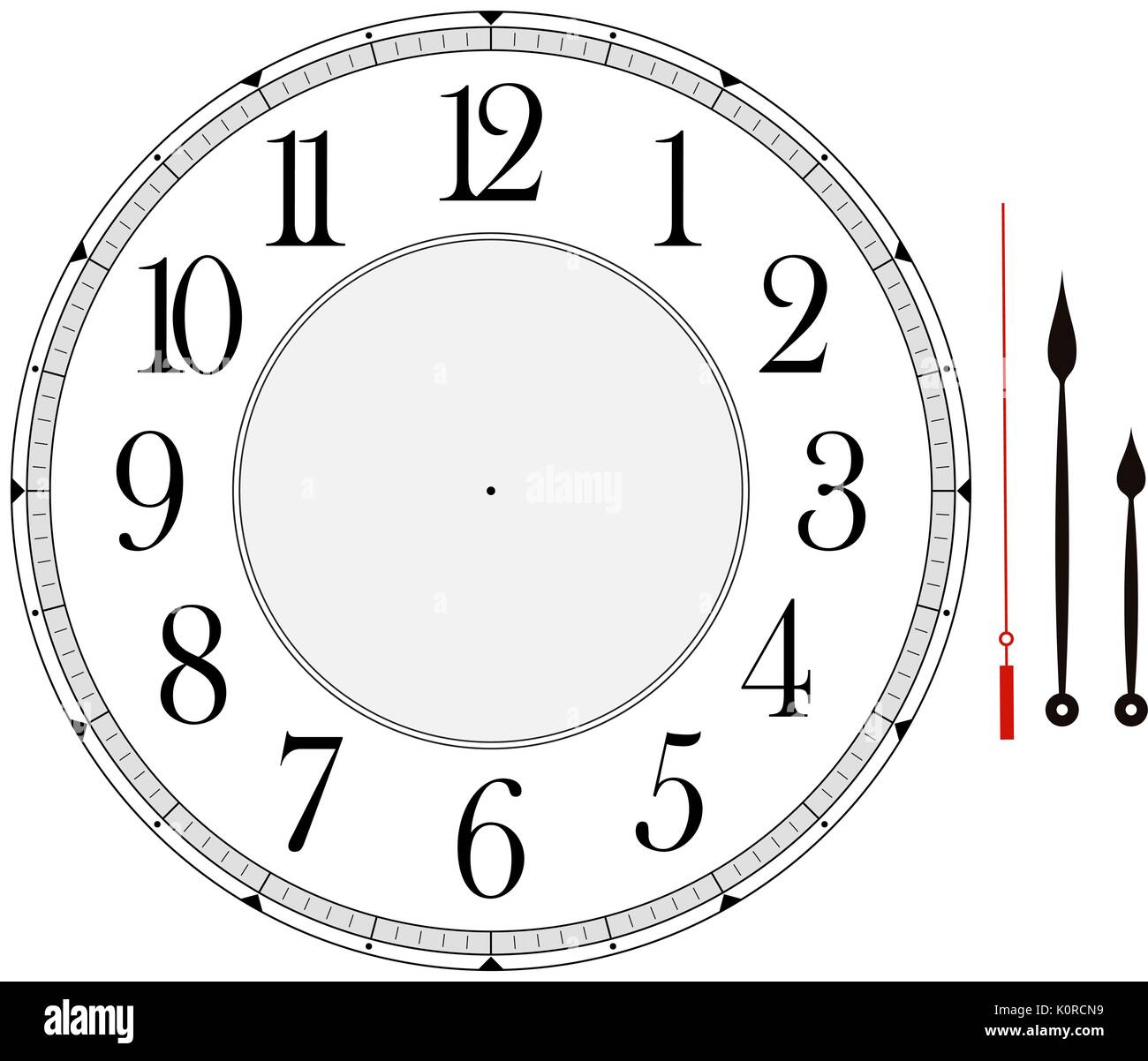 Clock Face Template With Hour Minute And Second Hands To Make Your Image155408213